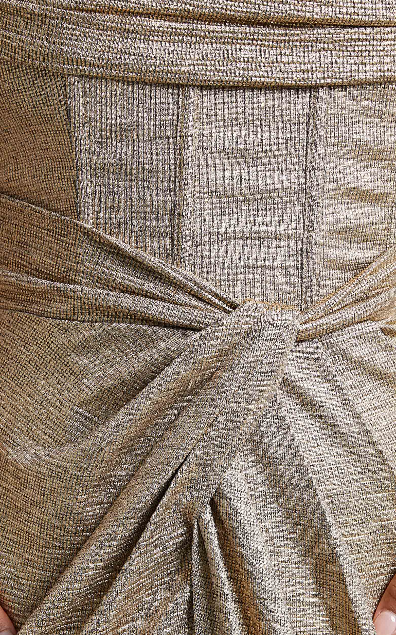 Adrie Midi Dress - Strapless Corset Bodice Dress in Gold - Image 3