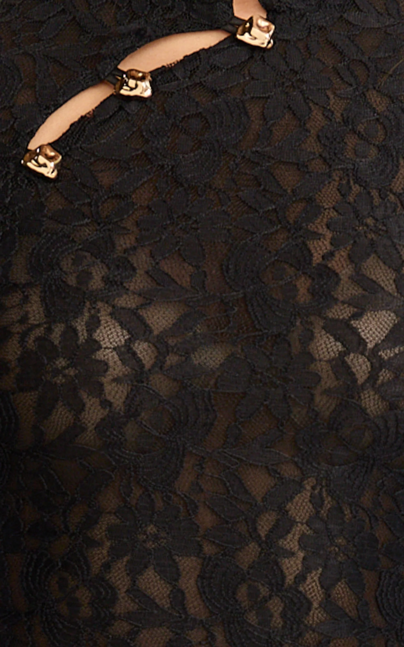 Aimee Mini Dress - Mandarin Collar Gold Trim Flute Long Sleeve Dress in Black - Image 6