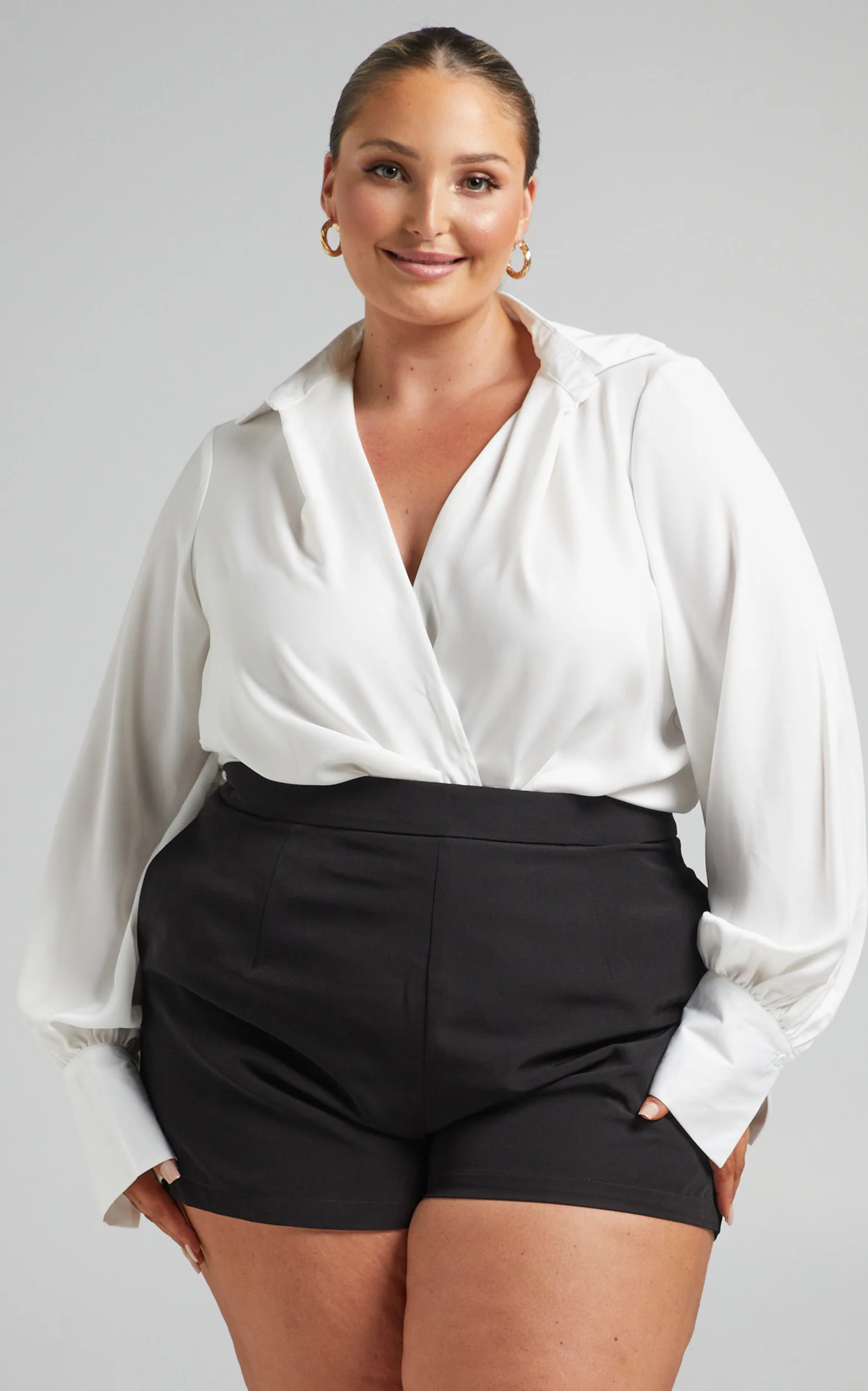 Along The Ride Mini Shorts - Tailored Shorts in Black - Image 3