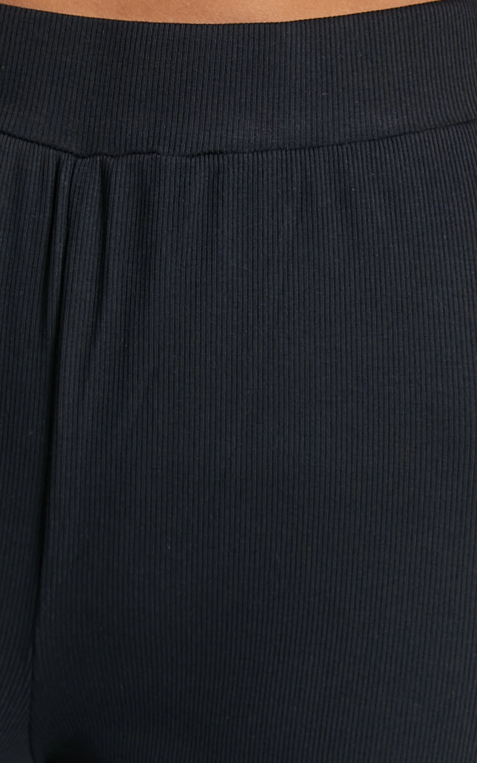 Amalthea Pants - High Waisted Jersey Rib Wide Leg Pants in Black - Image 6