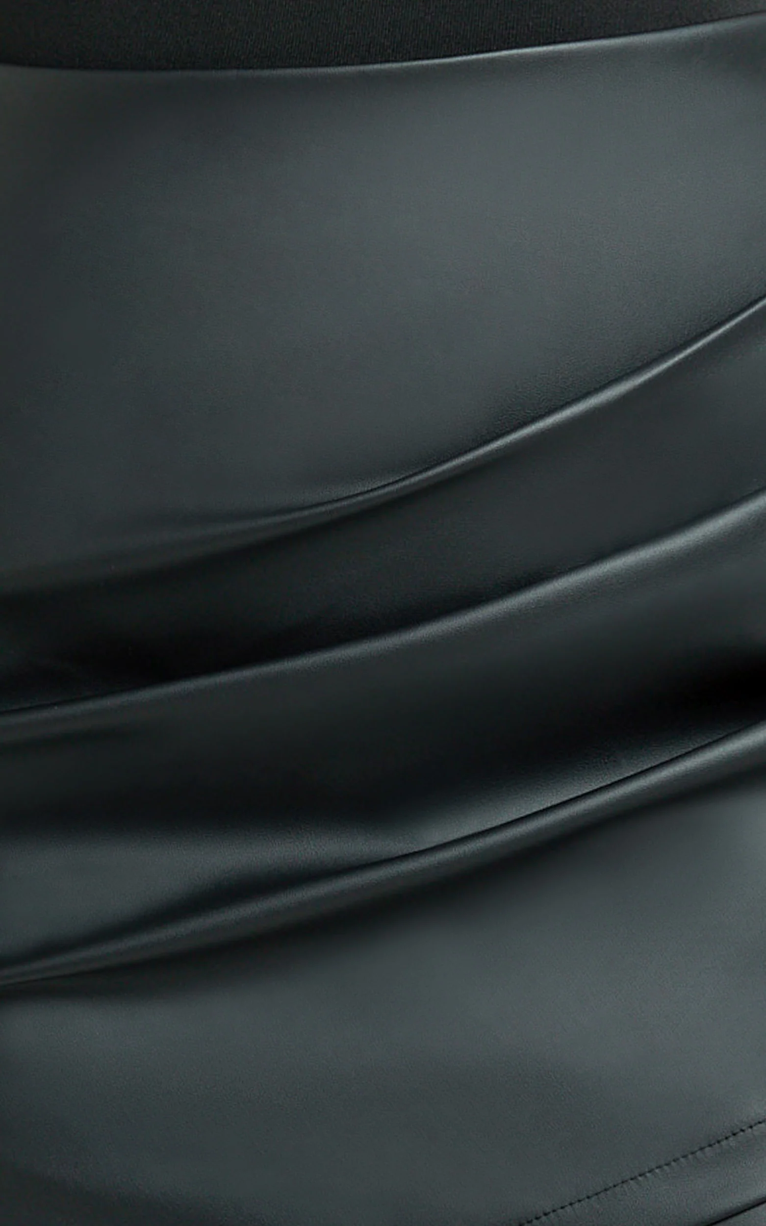 Ashlyn Mini Skirt - Faux Leather Overlap Skirt in Black - Image 7