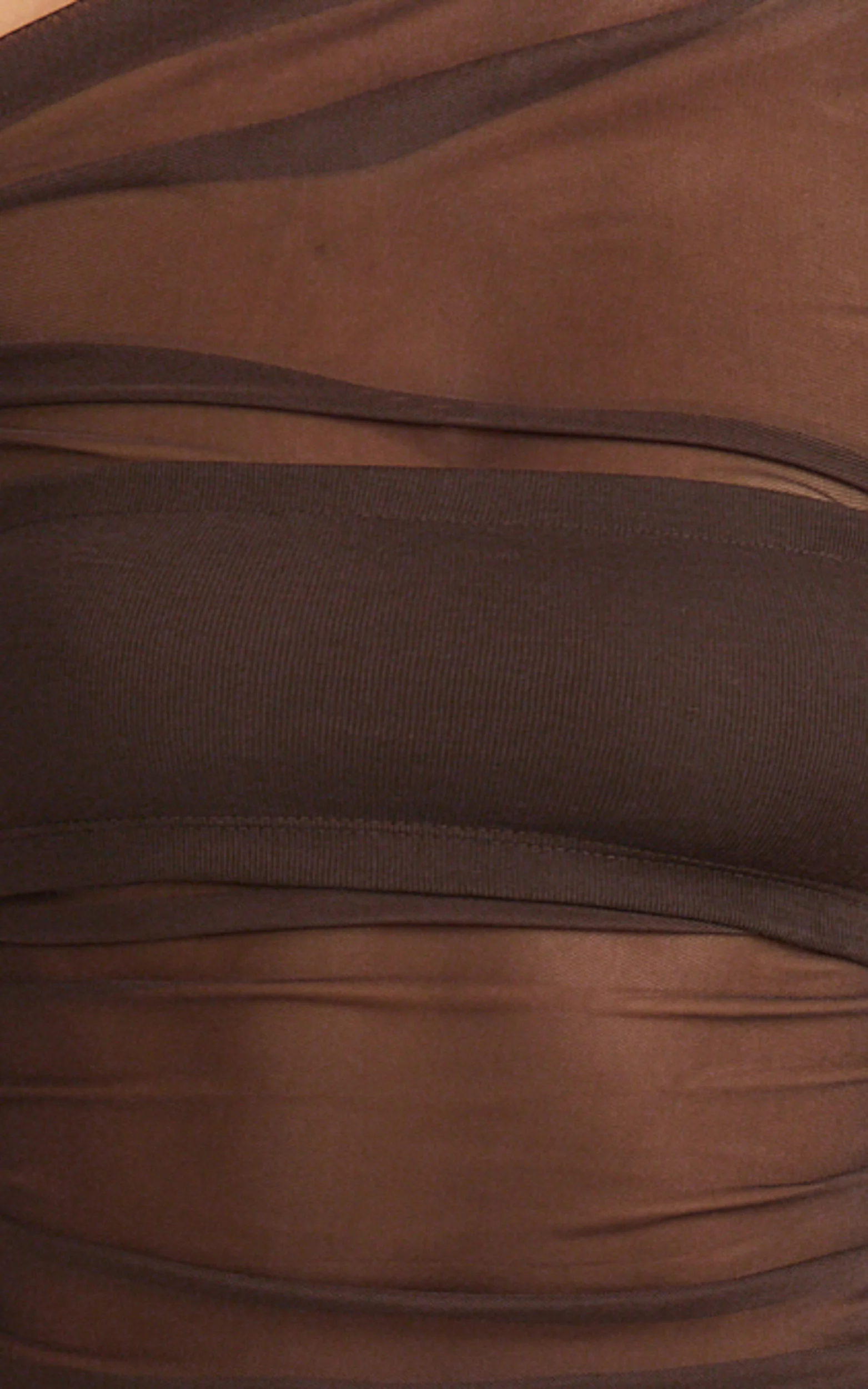 Astrid Midi Dress - Asymmetrical Off Shoulder Tie Detail Dress in Chocolate - Image 6