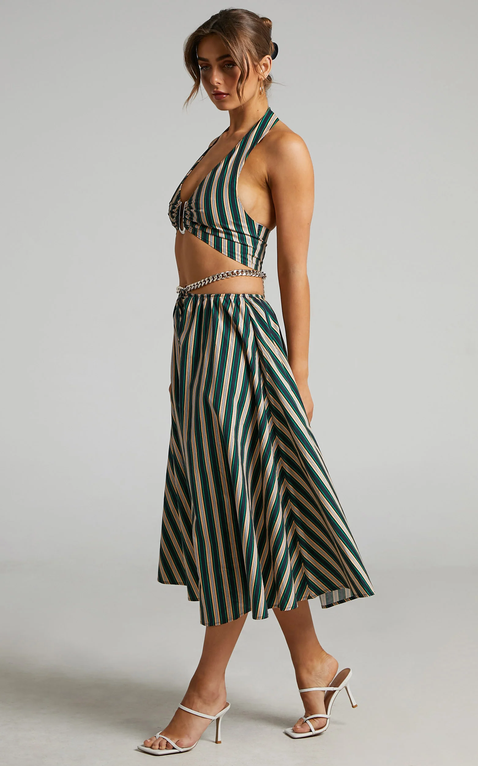 Atoir - The Gravity Midi Skirt in IVY PEACH STRIPE - Image 3