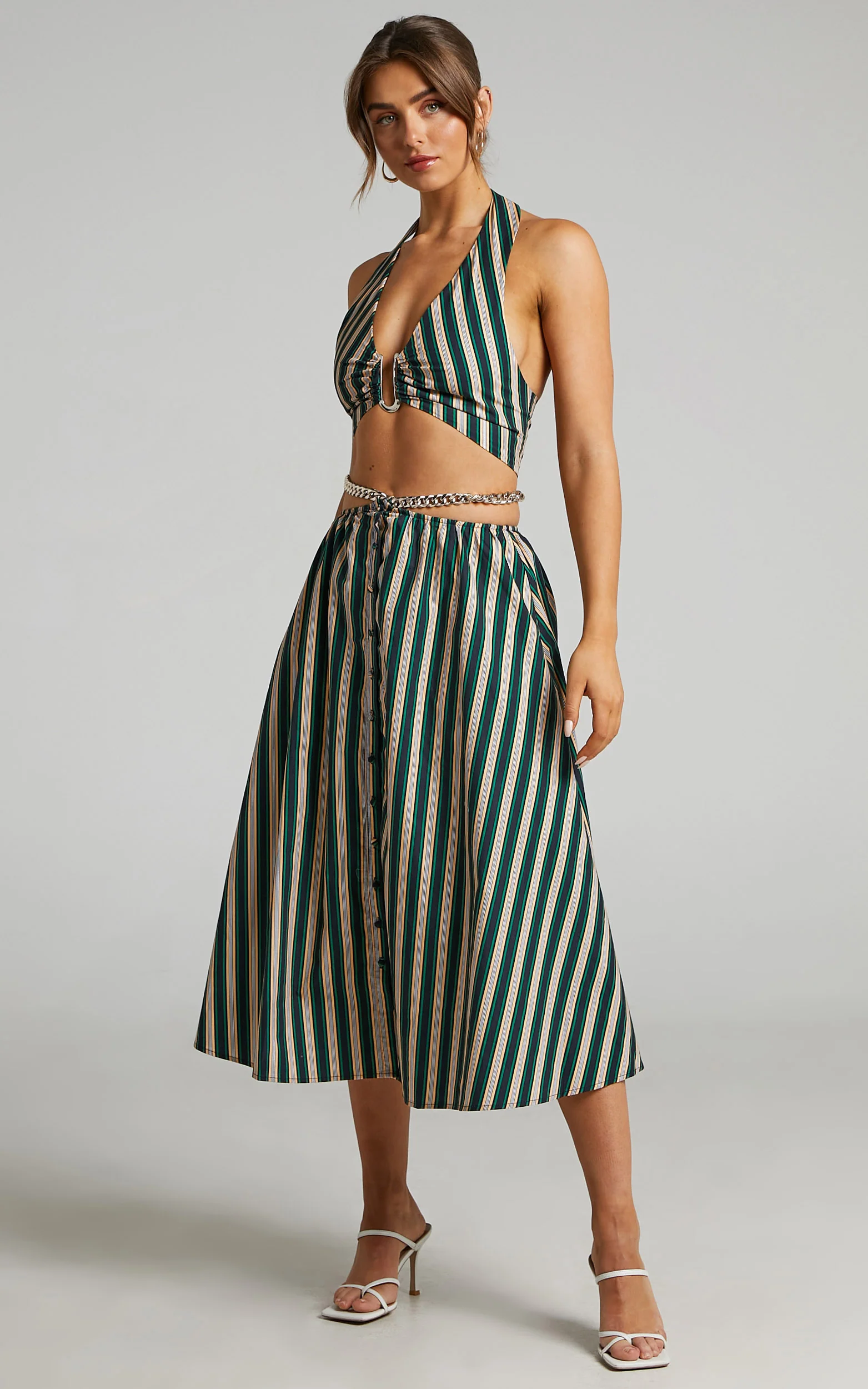 Atoir - The Gravity Midi Skirt in IVY PEACH STRIPE - Image 5