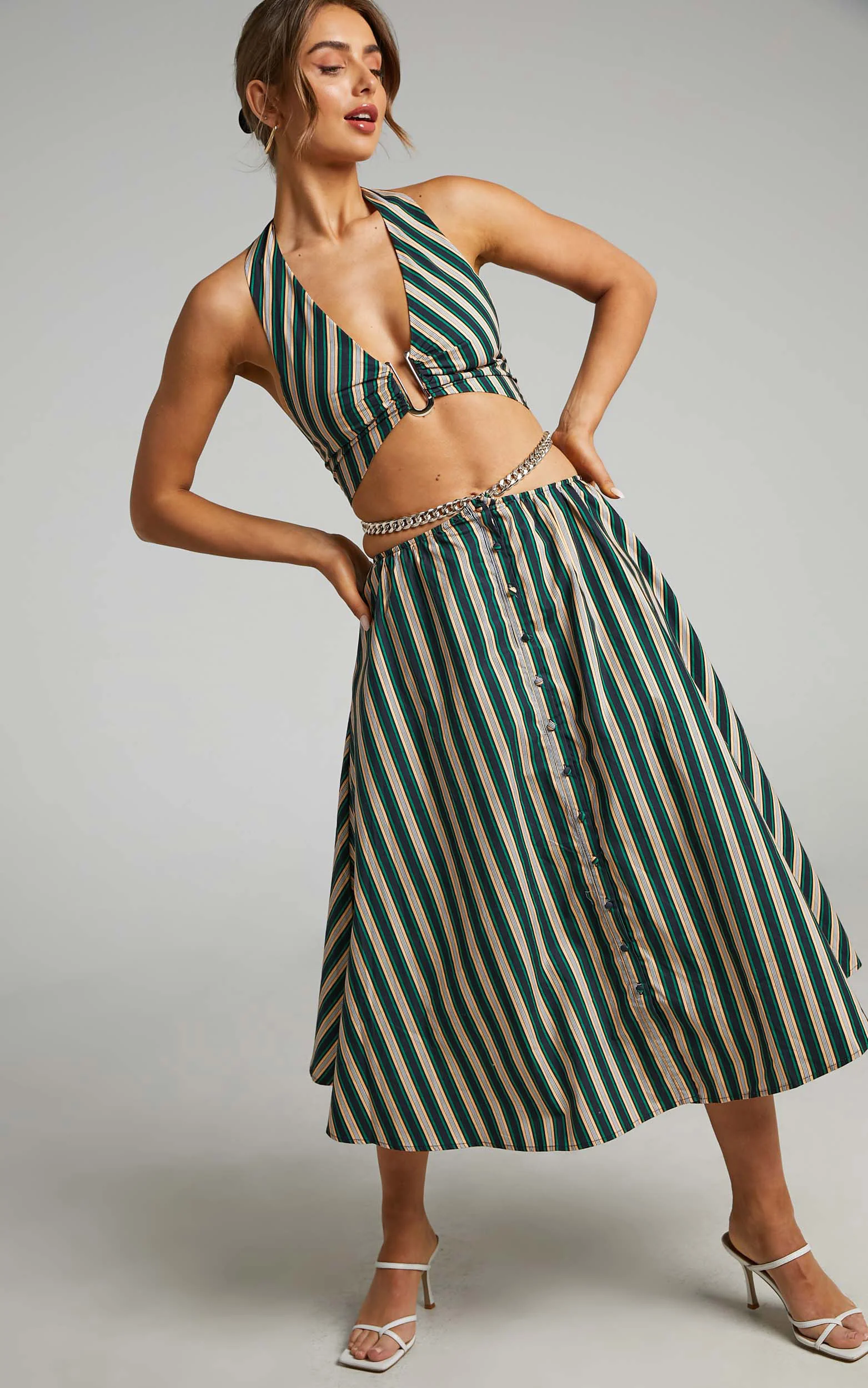 Atoir - The Gravity Midi Skirt in IVY PEACH STRIPE - Image 6