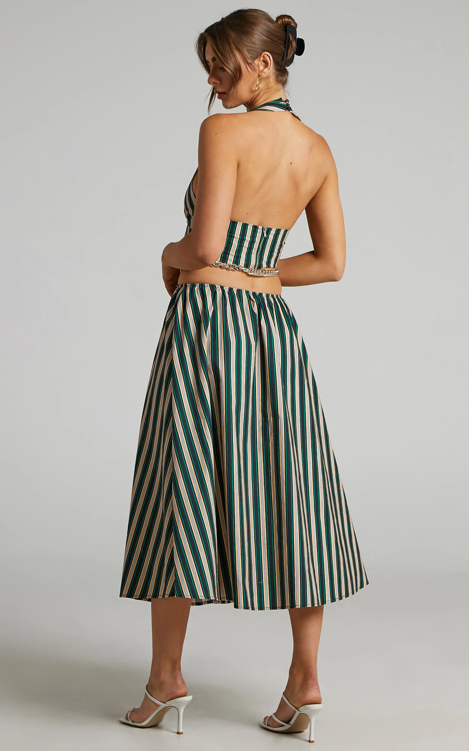 Atoir - The Gravity Midi Skirt in IVY PEACH STRIPE - Image 7