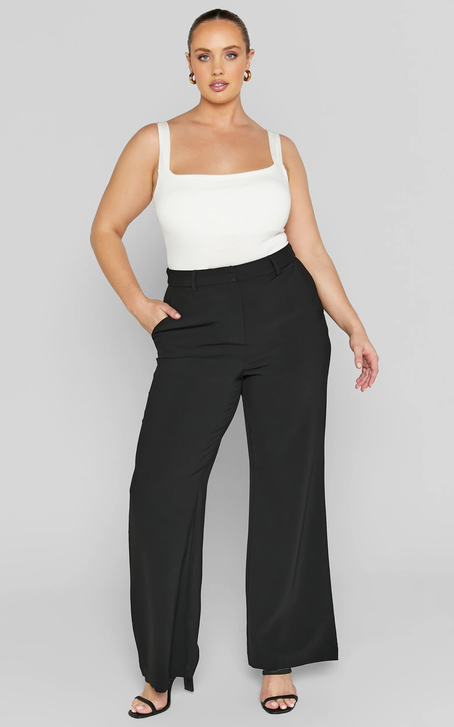 Bonnie Pants - High Waisted Tailored Wide Leg Pants in Black - Image 4