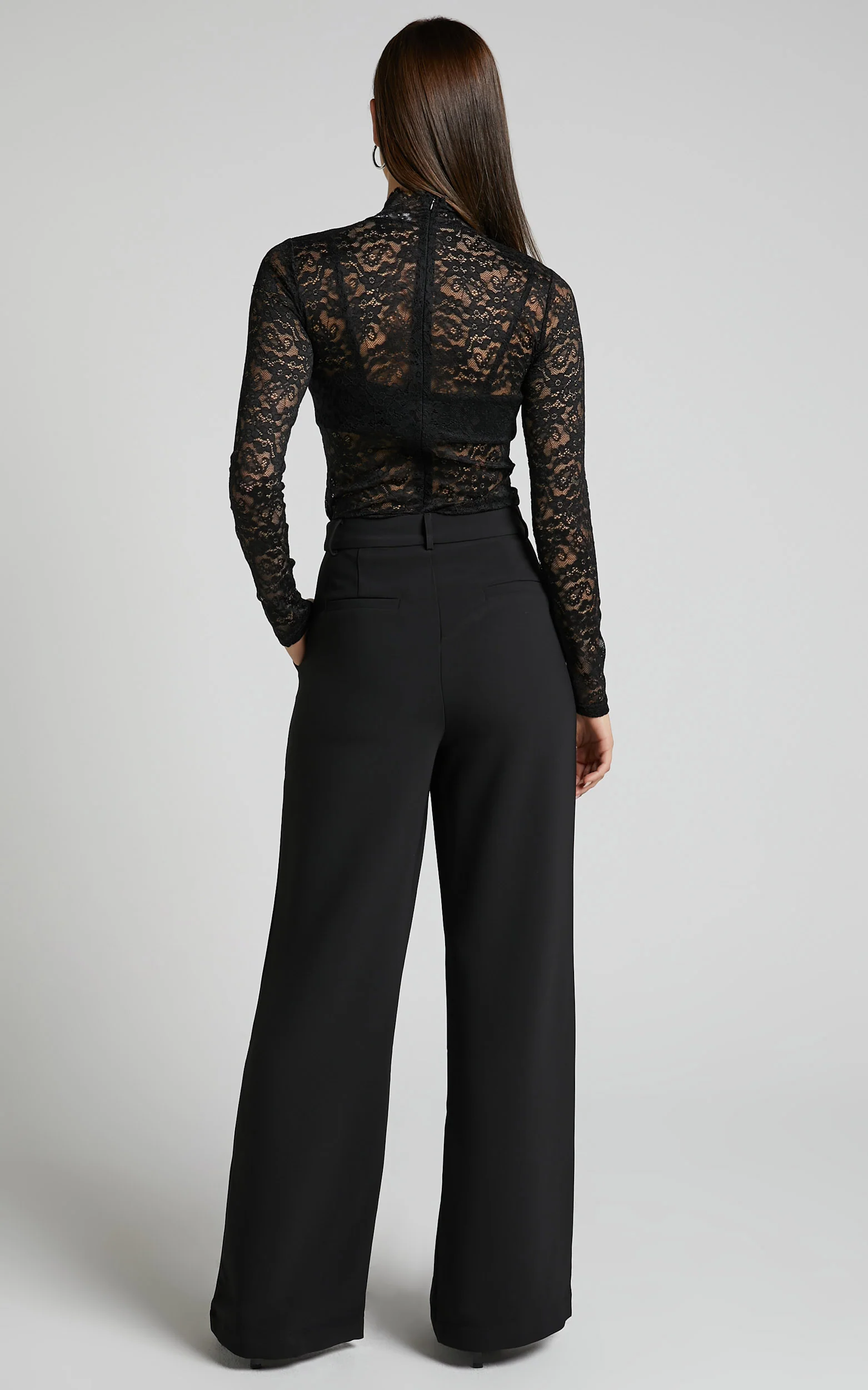 Bonnie Pants - High Waisted Tailored Wide Leg Pants in Black - Image 7