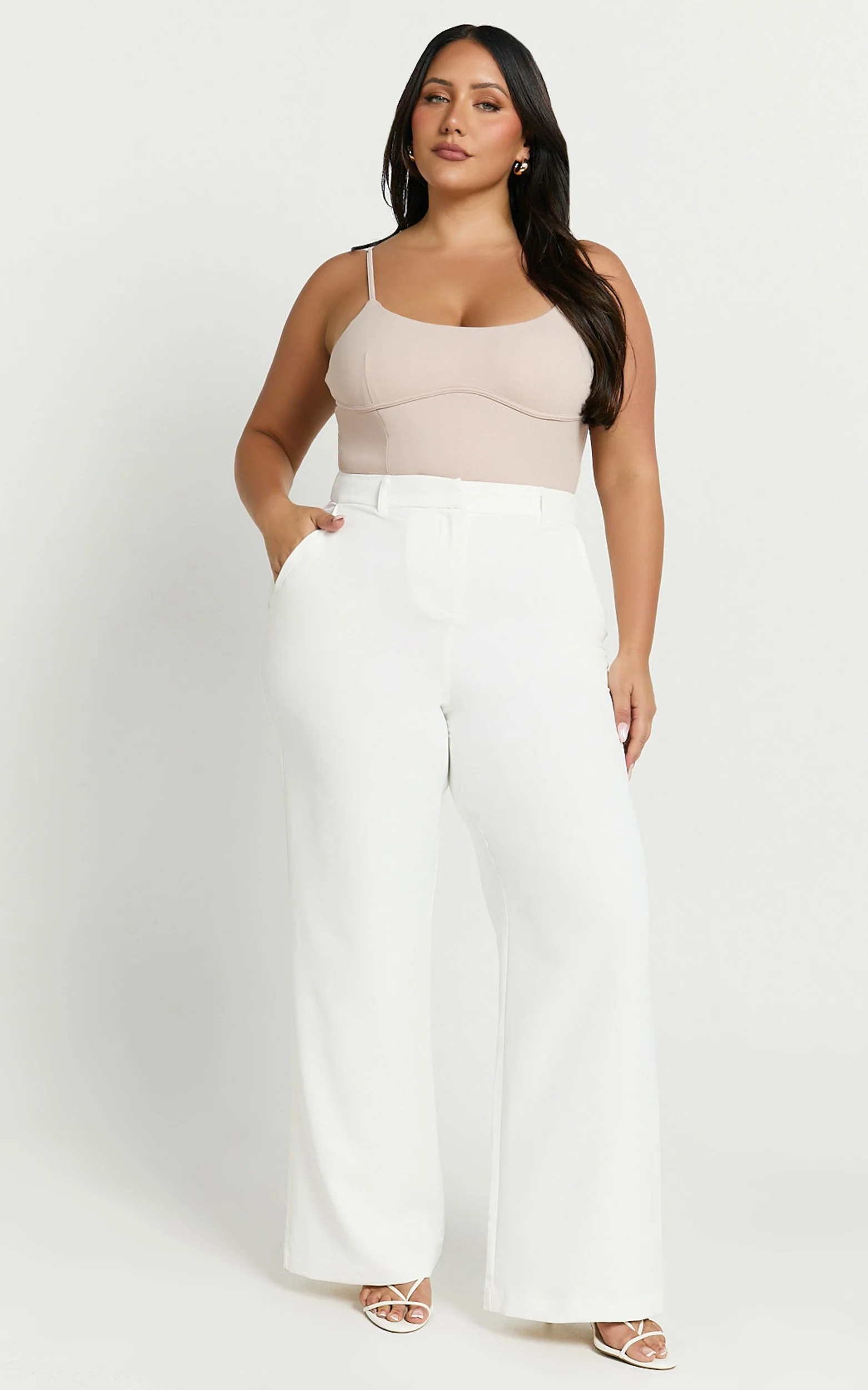 Bonnie Pants - High Waisted Tailored Wide Leg Pants in White - Image 4