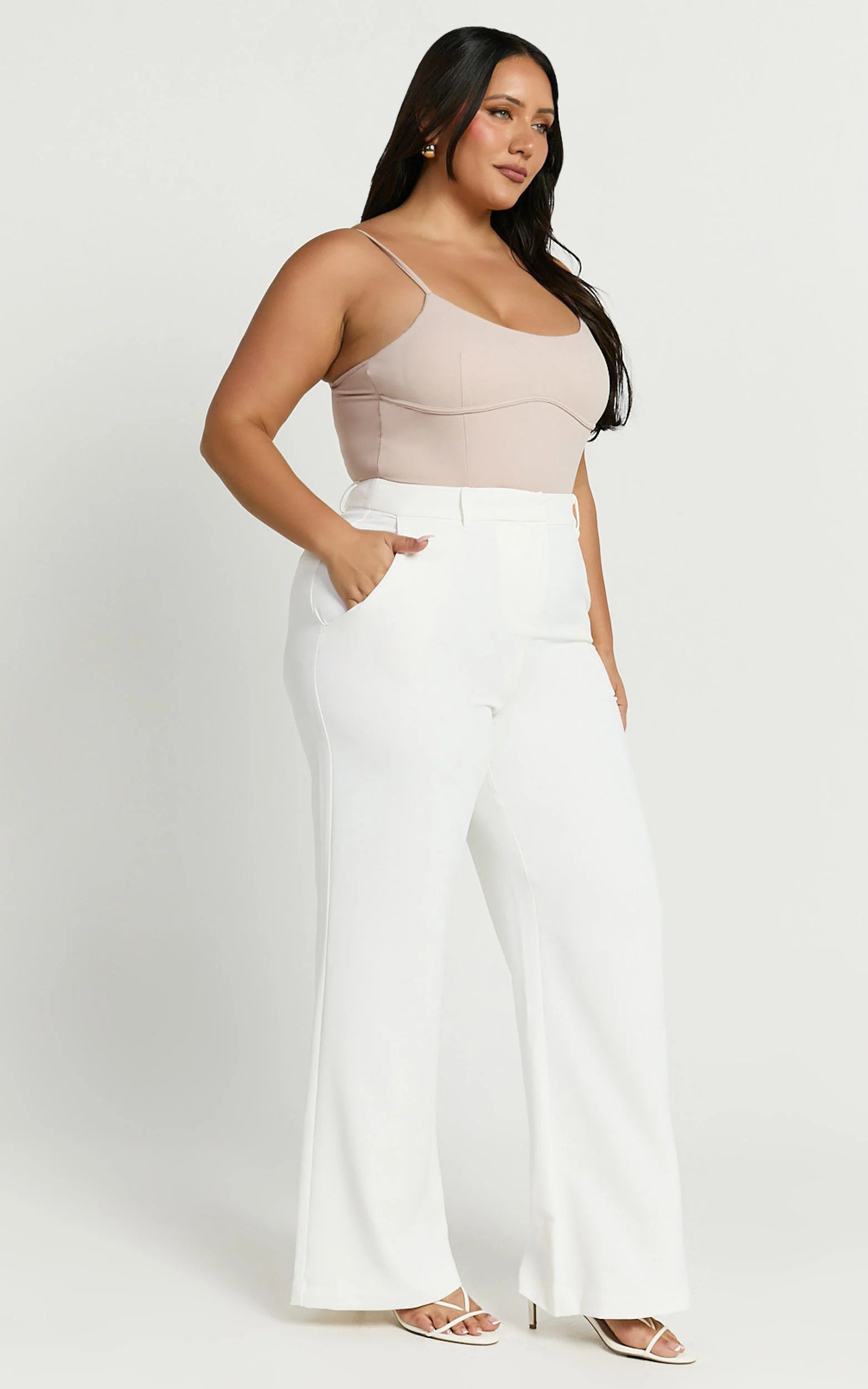Bonnie Pants - High Waisted Tailored Wide Leg Pants in White - Image 6
