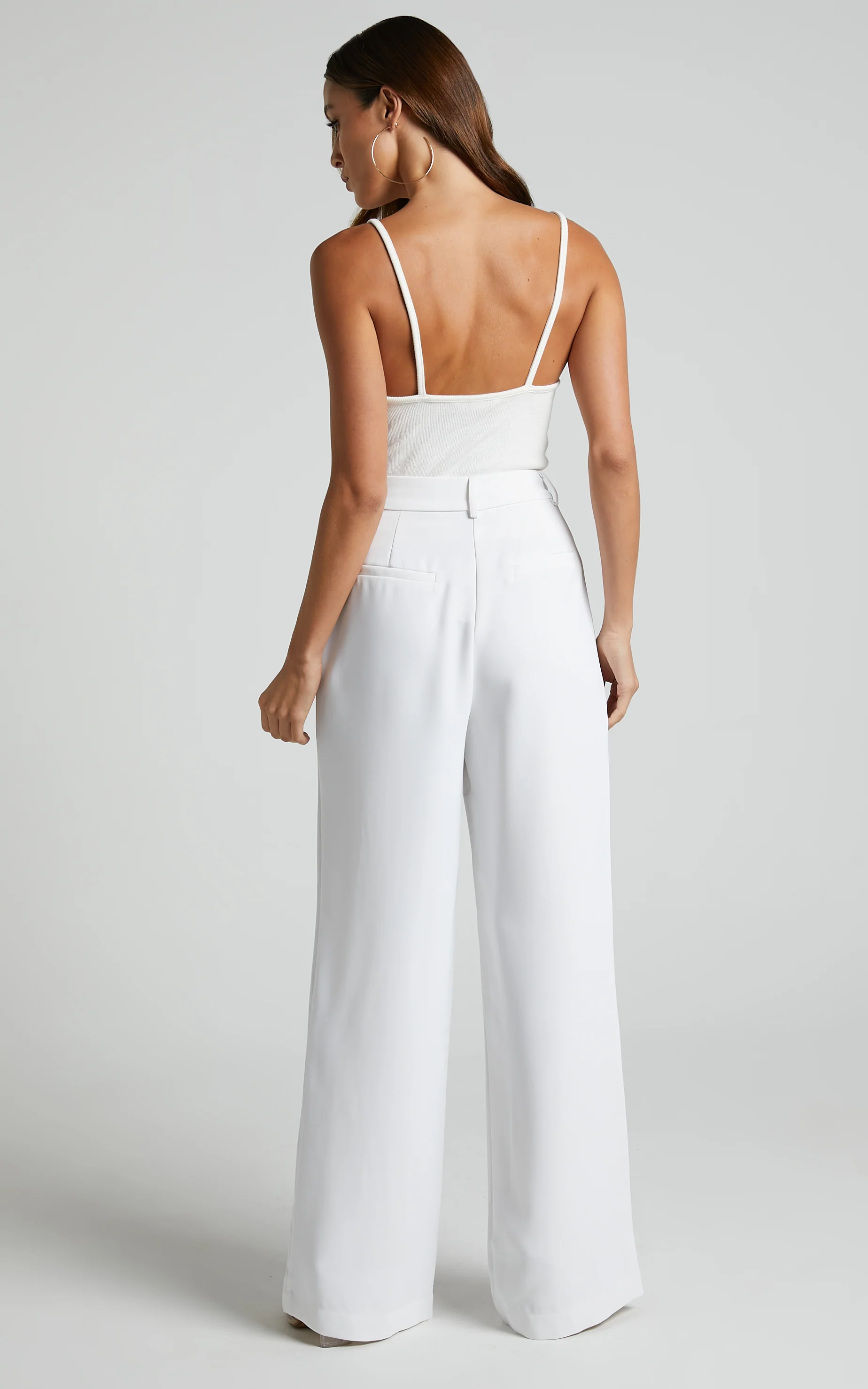Bonnie Pants - High Waisted Tailored Wide Leg Pants in White - Image 8