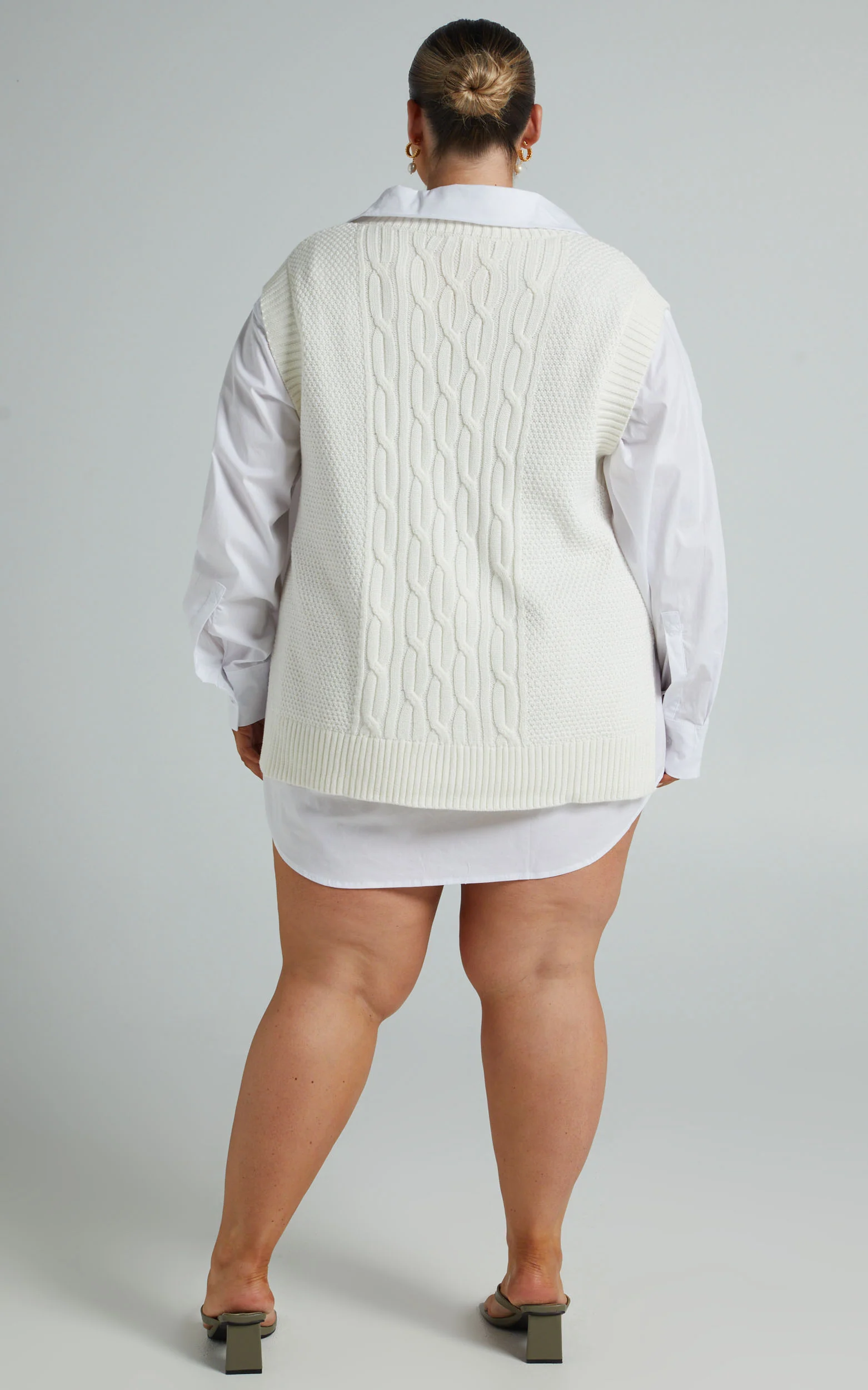 Cadha Vest - Knit Sweater Vest in Cream - Image 8