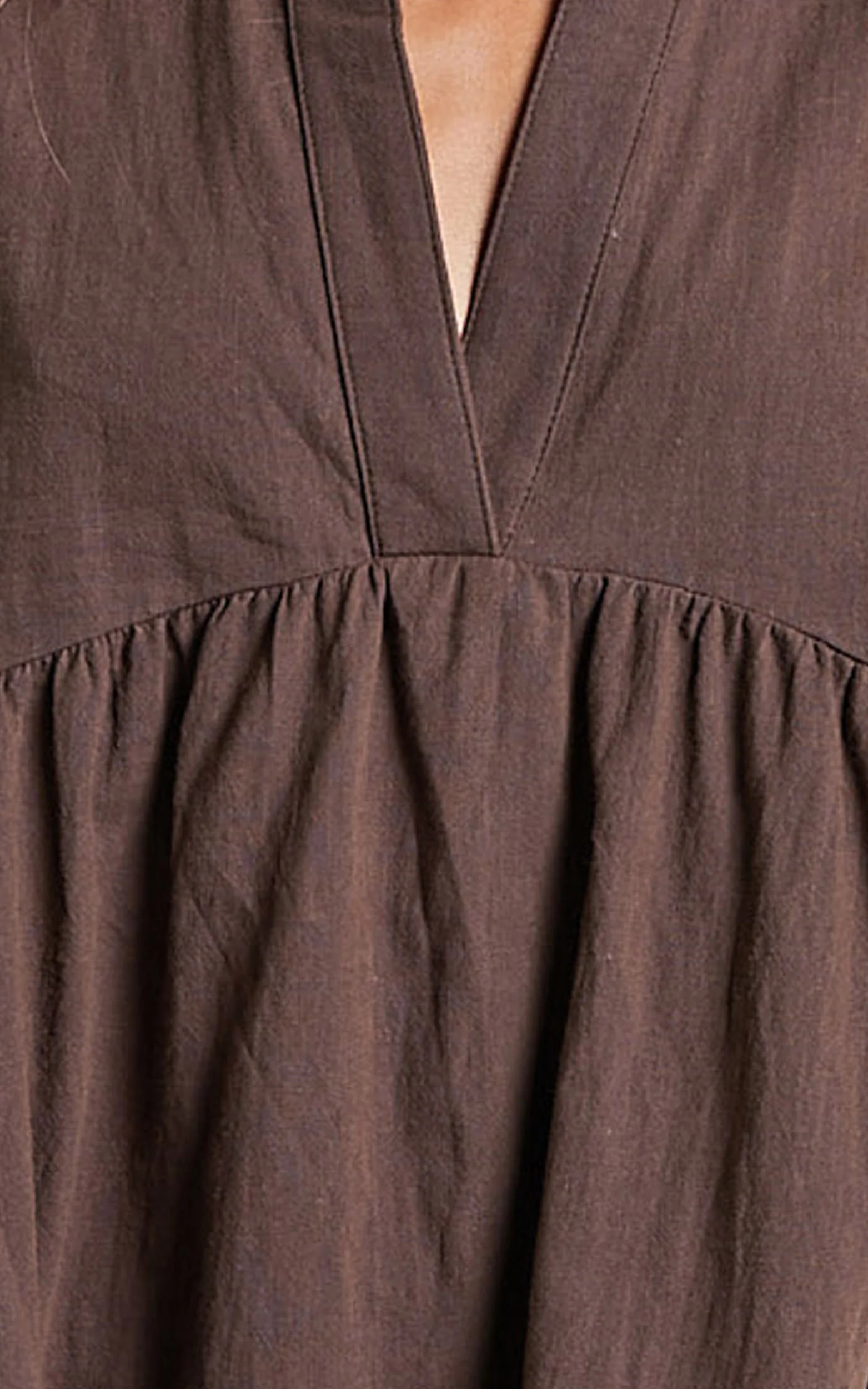 Calissa Mini Dress - Frill Hem Smock Dress in Chocolate - Image 6