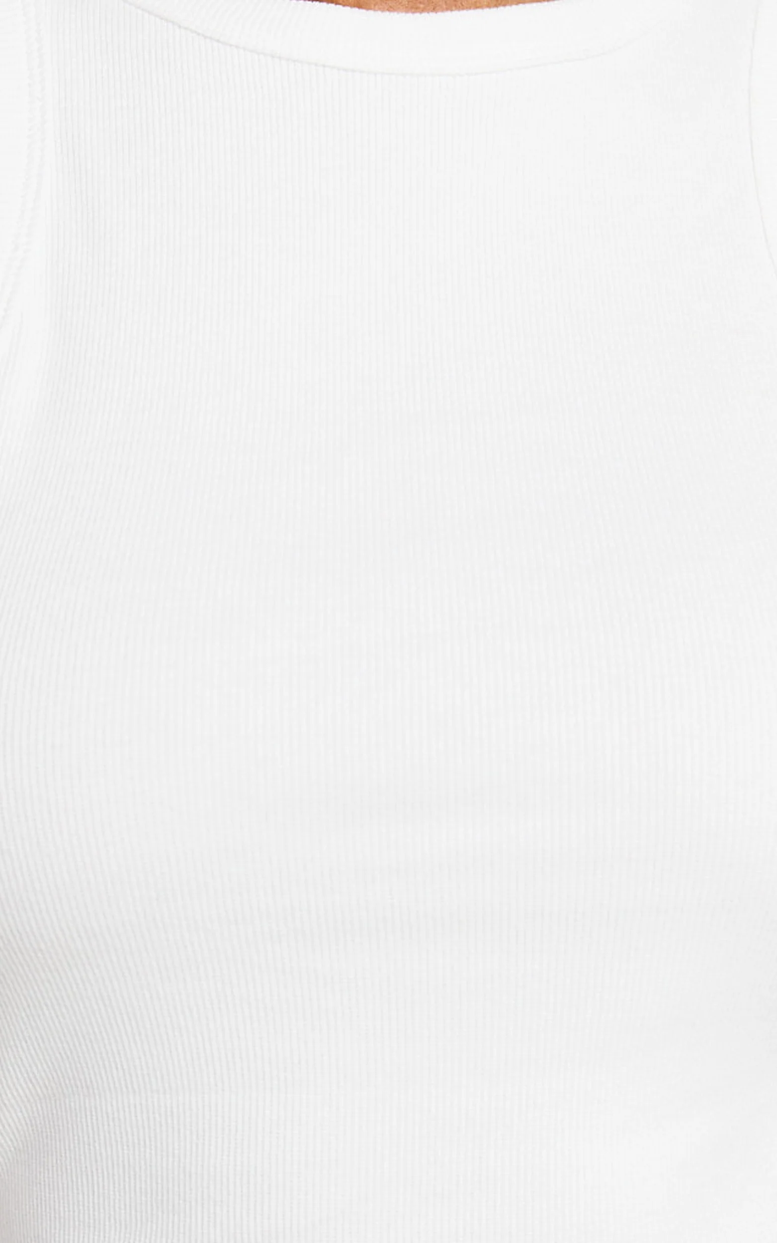 Candyce Mini Dress - Ribbed Sleeveless Bodycon Dress in White - Image 6