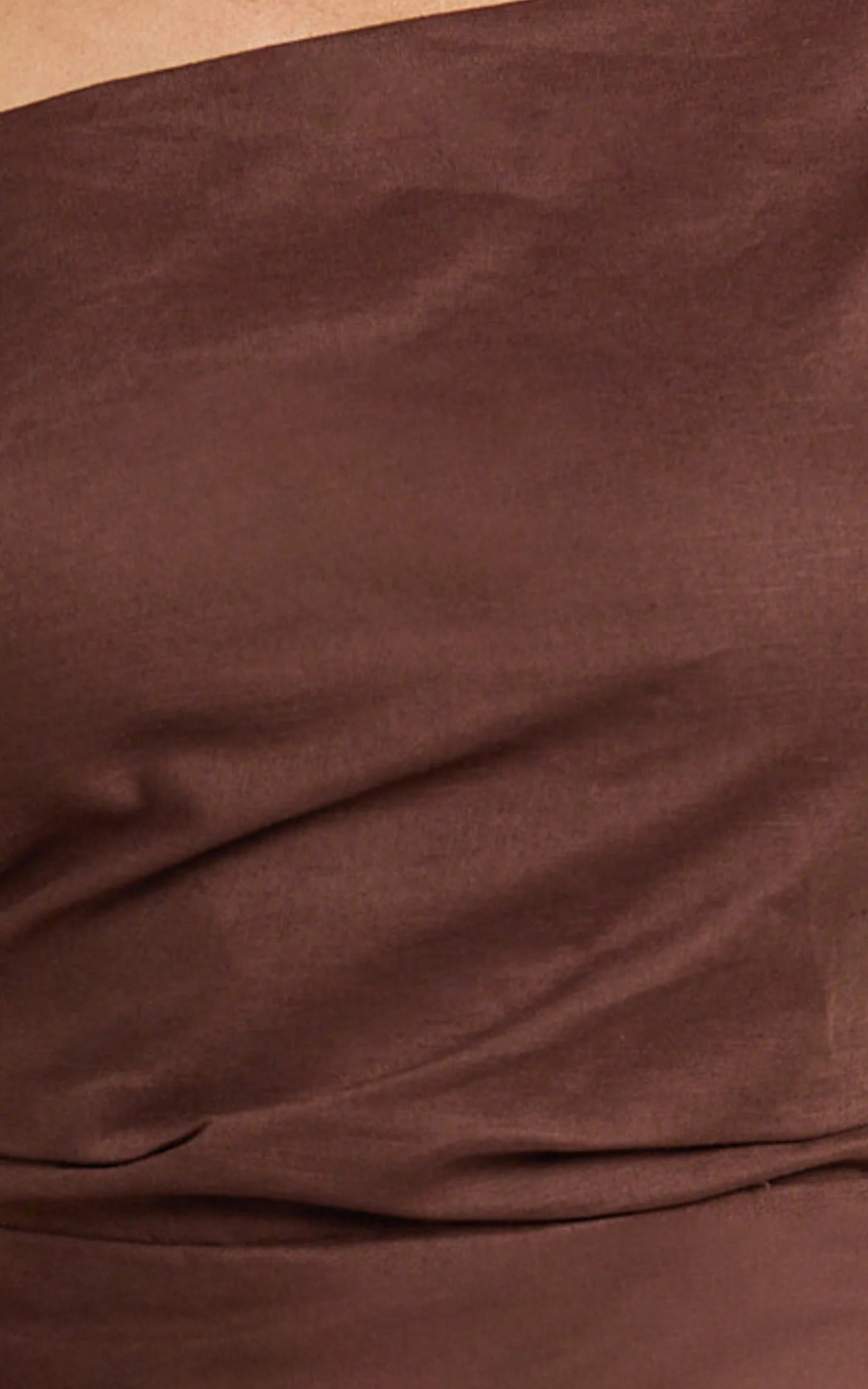 Cincinnati Midi Dress - Off The Shoulder Side Split Column Linen Dress in Chocolate - Image 8