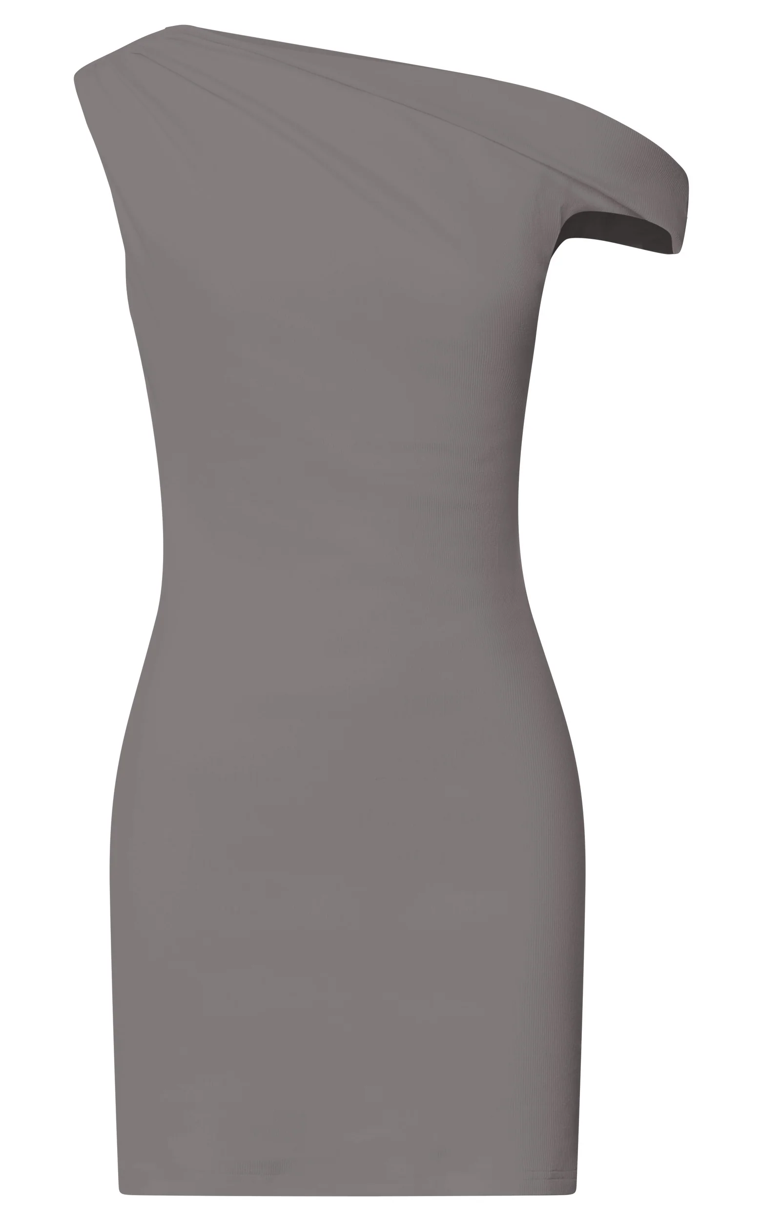 Clementine Mini Dress - Ribbed Off Shoulder Bodycon Dress in Dark Grey - Image 8