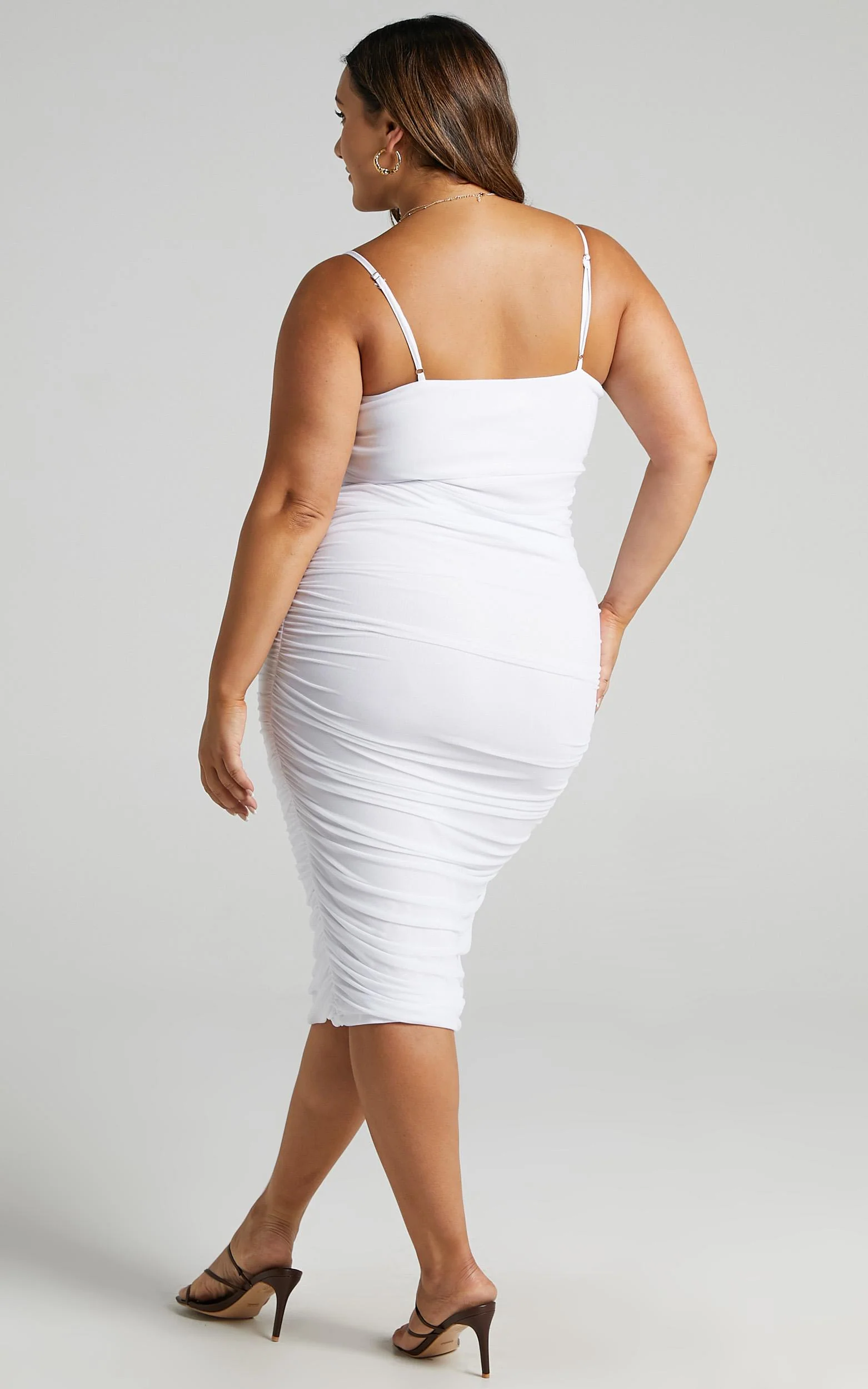 Coming For You Midi Dress - Mesh Dress in White Mesh - Image 7