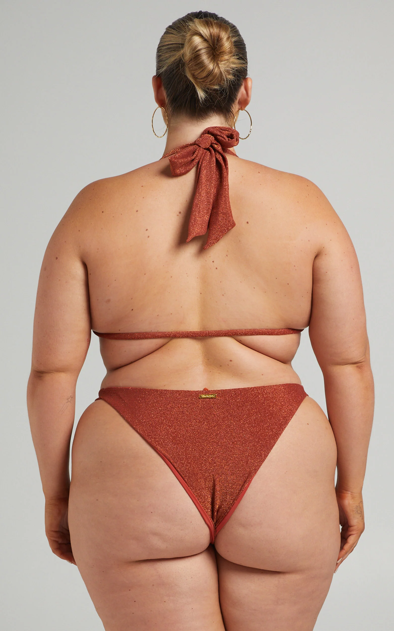Cove Bikini Top - Thick Strap Bikini Top in Rust Lurex - Image 6