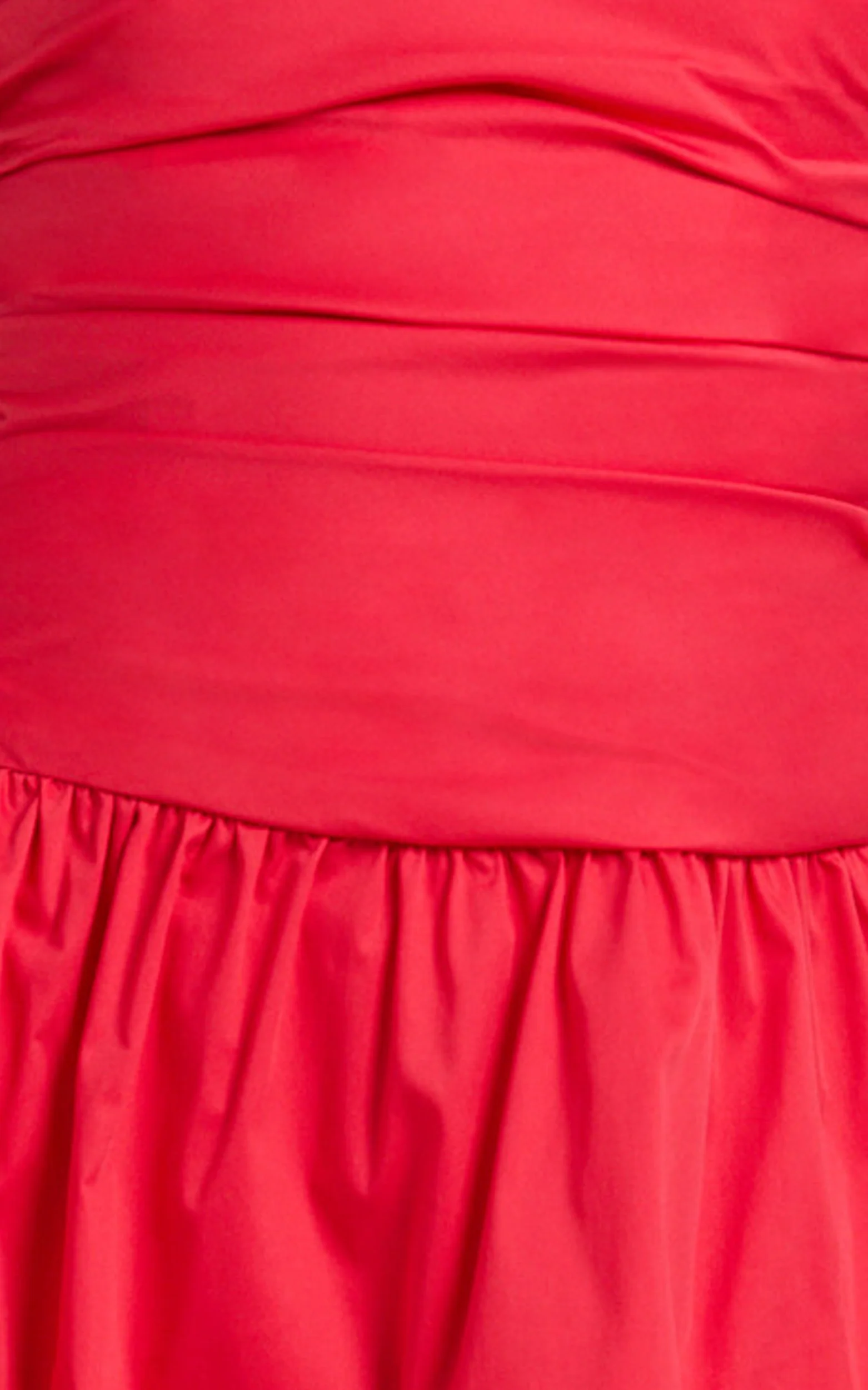 Donatella Mini Dress - Strapless Drop Waist Dress in Red - Image 7