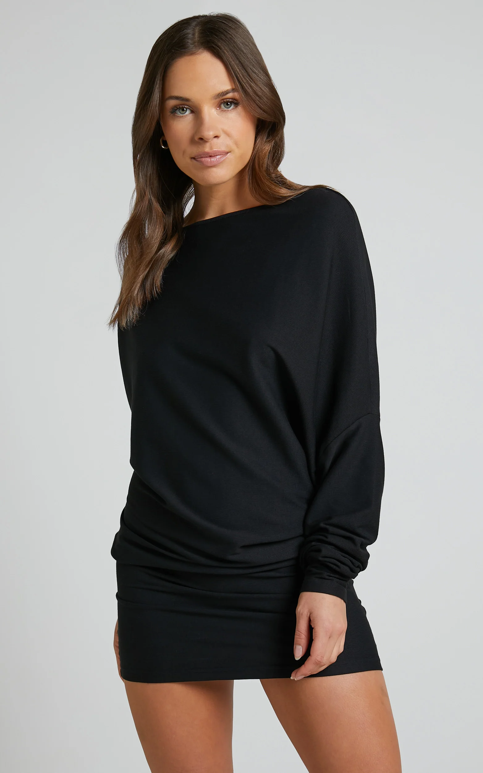 Fermina Mini Dress - Long Sleeve Bodycon Dress in Black - Image 7