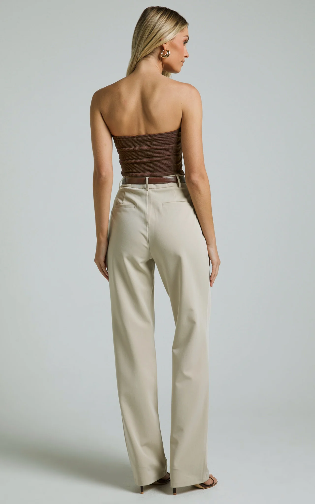 Jelena Top - Jersey Strapless Twist Front Top in Chocolate - Image 7