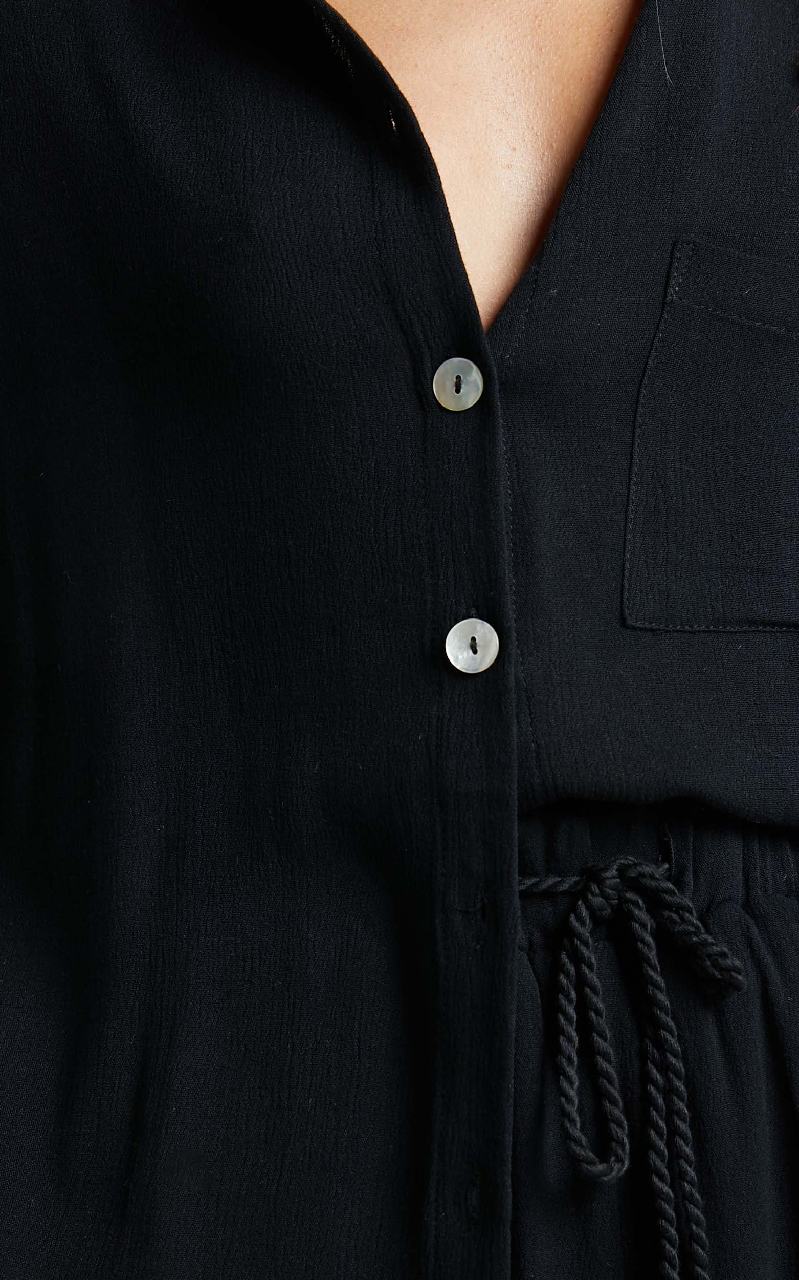 Jubilee Two Piece Set - Button Up Shirt and Shorts Set in Black - Image 8