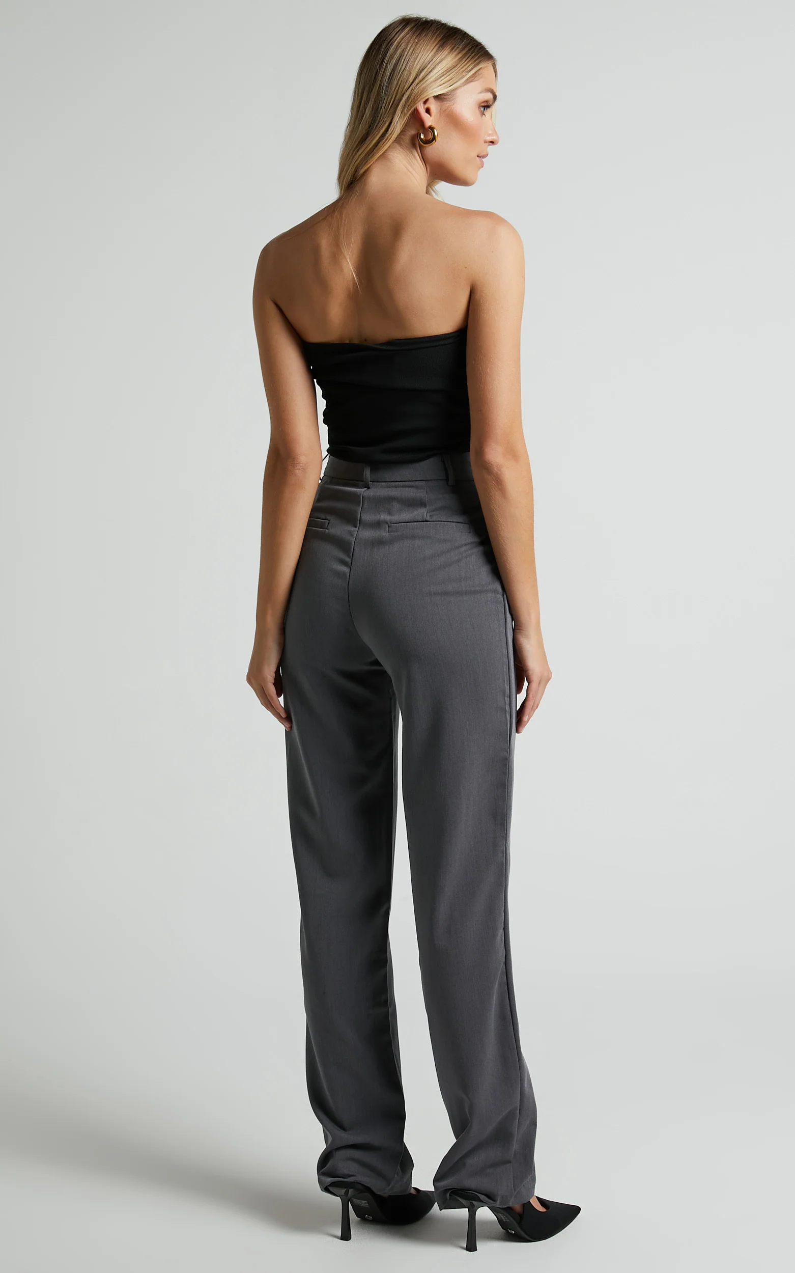 Lorcan Pants - High Waisted Tailored Pants in Charcoal - Image 5