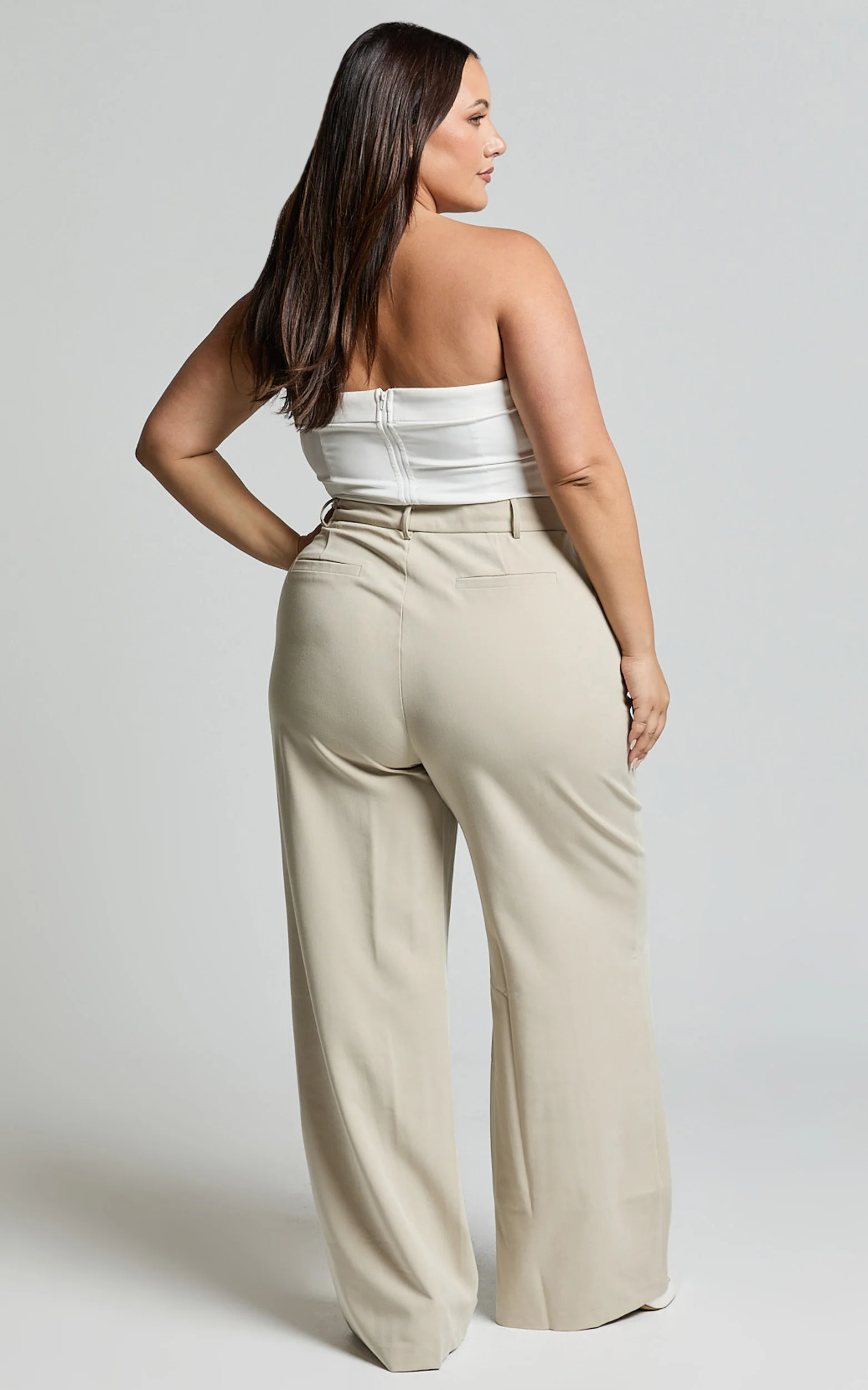 Lorcan Pants - High Waisted Tailored Pants in Stone - Image 6