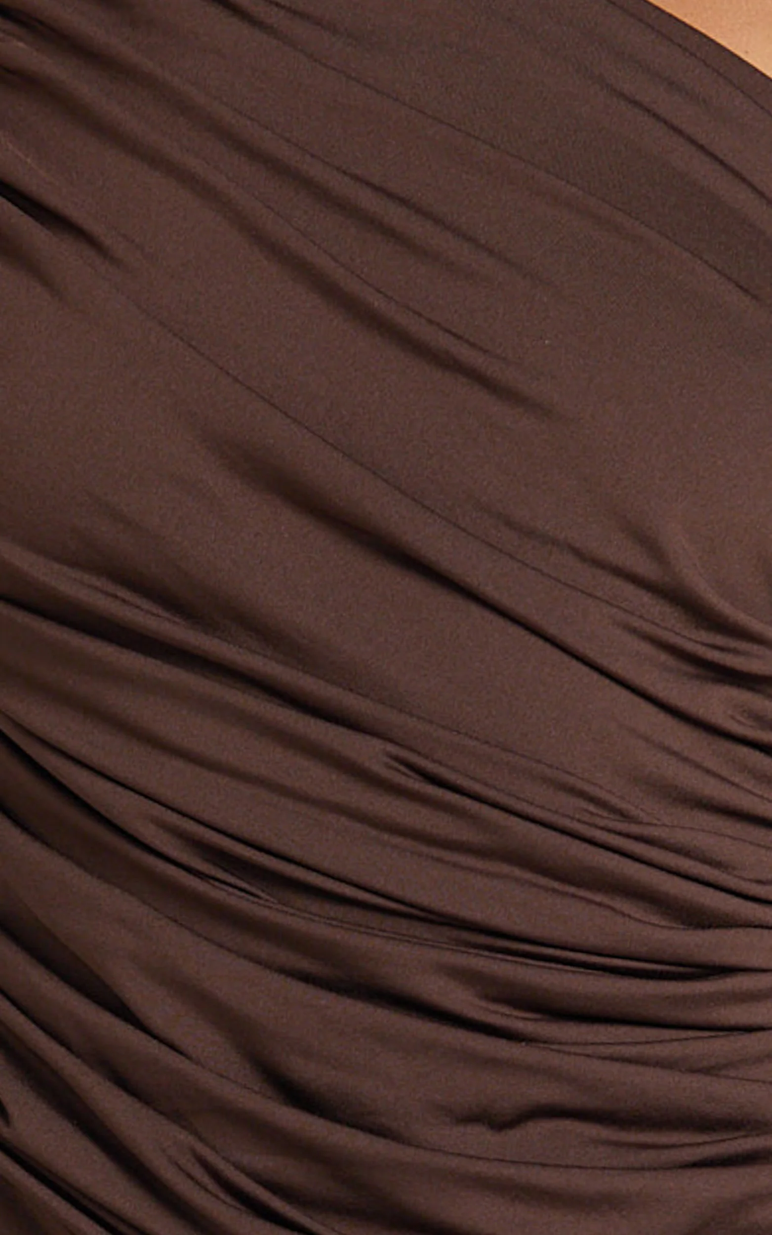 Lovlin Midi Dress - One Shoulder Ruched Dress in Chocolate - Image 8