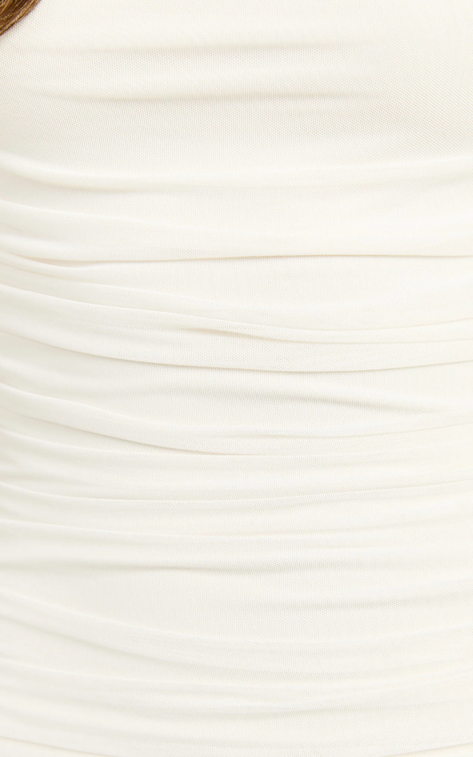 Lupita Mini Dress - Ruched Square Neck Mini Dress in Cream - Image 7