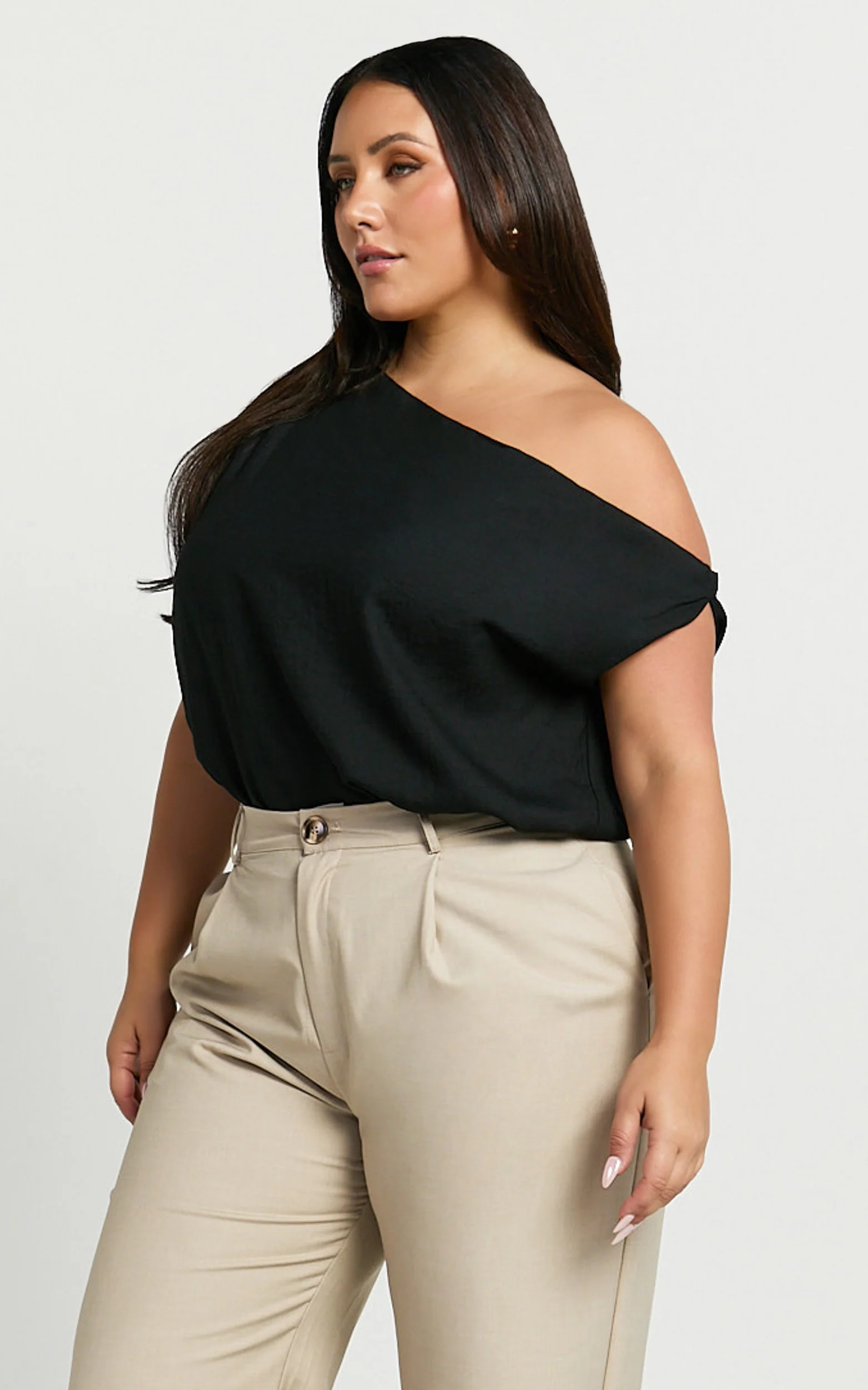 Mabel Bodysuit - Asymmetrical Neckline One Shoulder in Black - Image 6