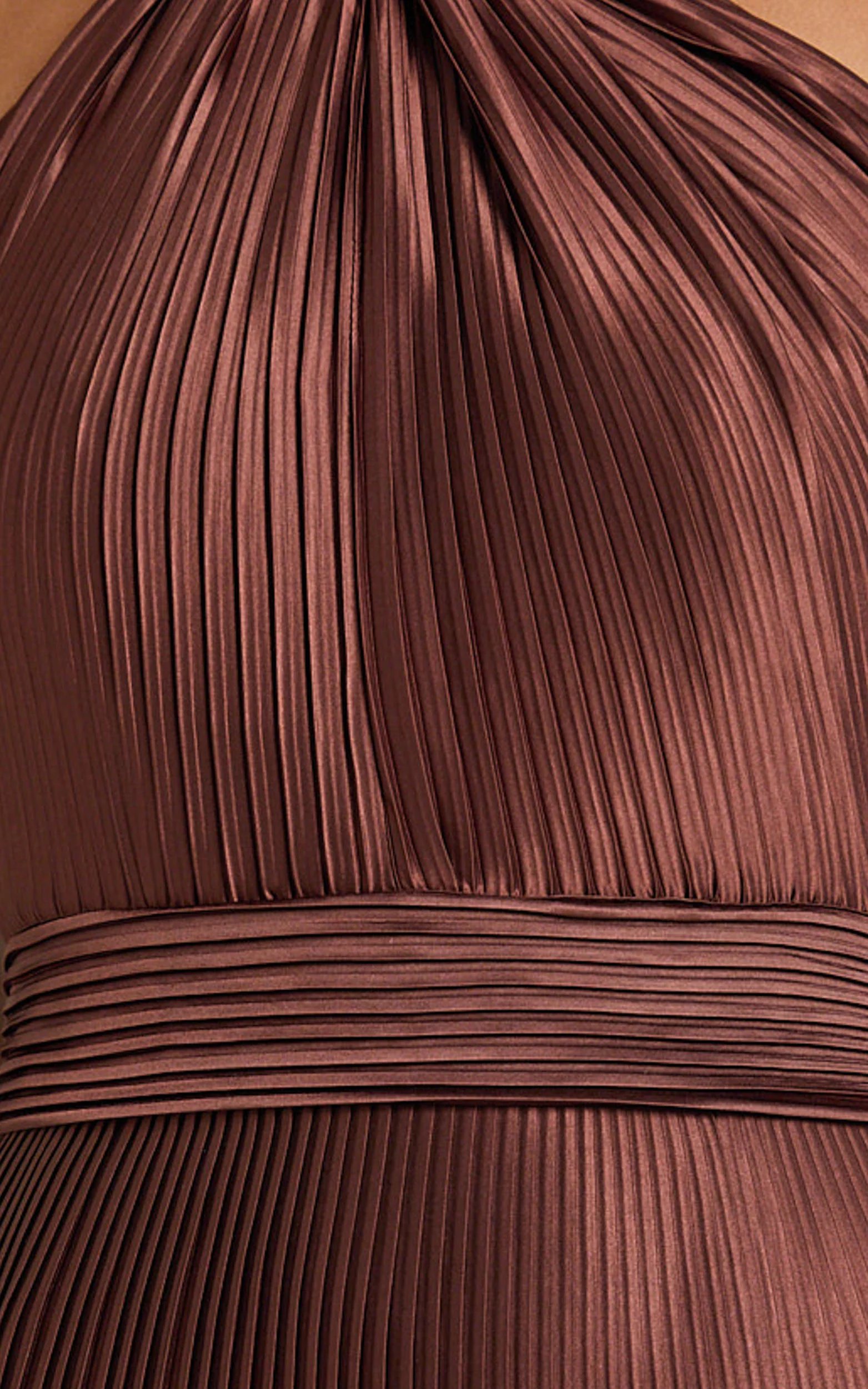 Marlette Midi Dress - Pleated Open Back Halter Dress in Chocolate - Image 7