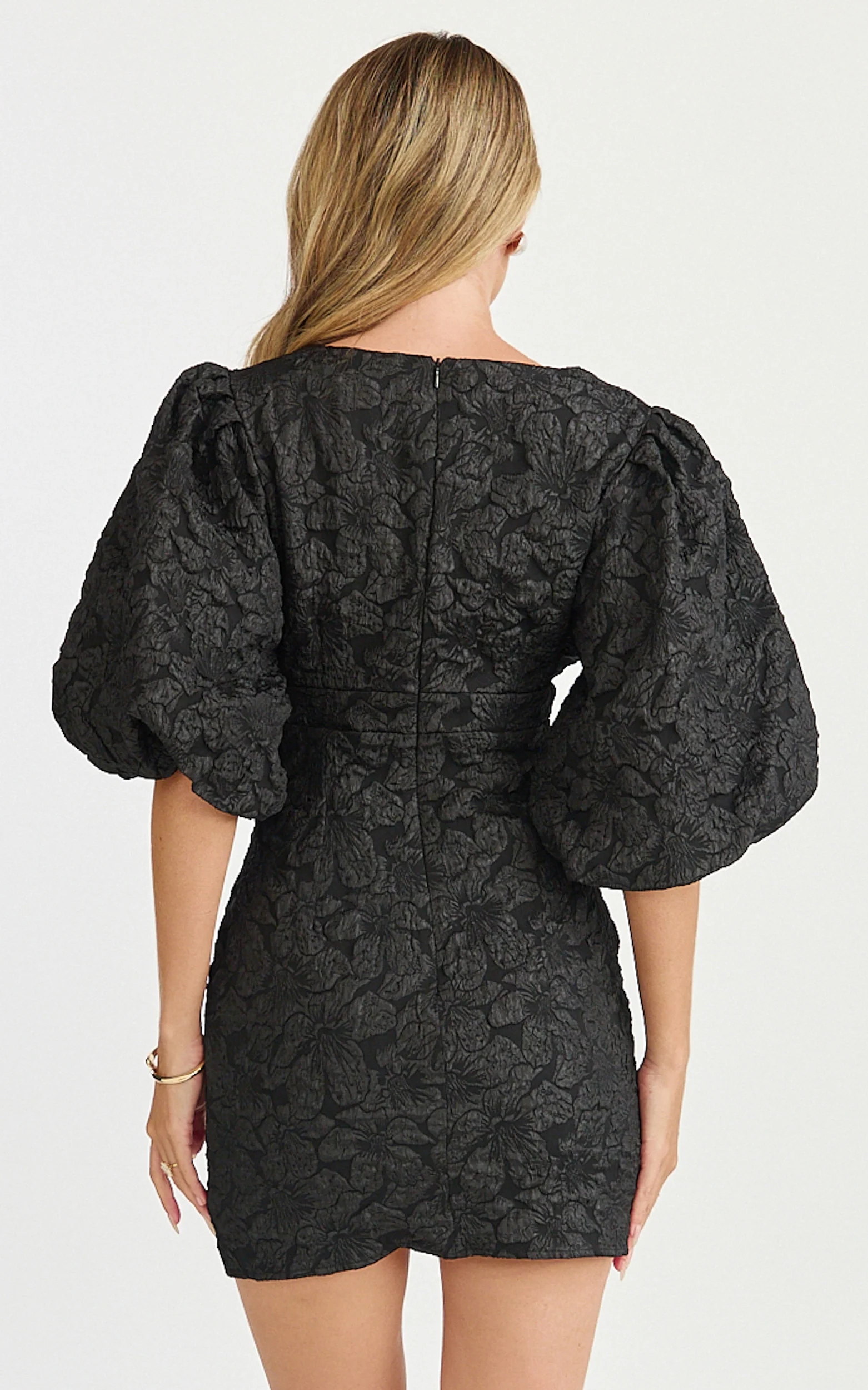 Miley Mini Dress - V Neck Bodycon Dress in Black - Image 5