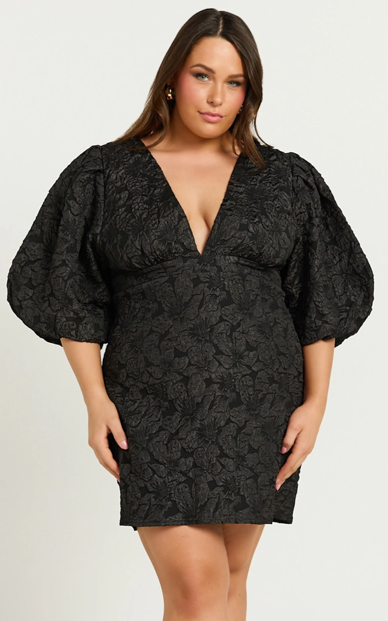 Miley Mini Dress - V Neck Bodycon Dress in Black - Image 7