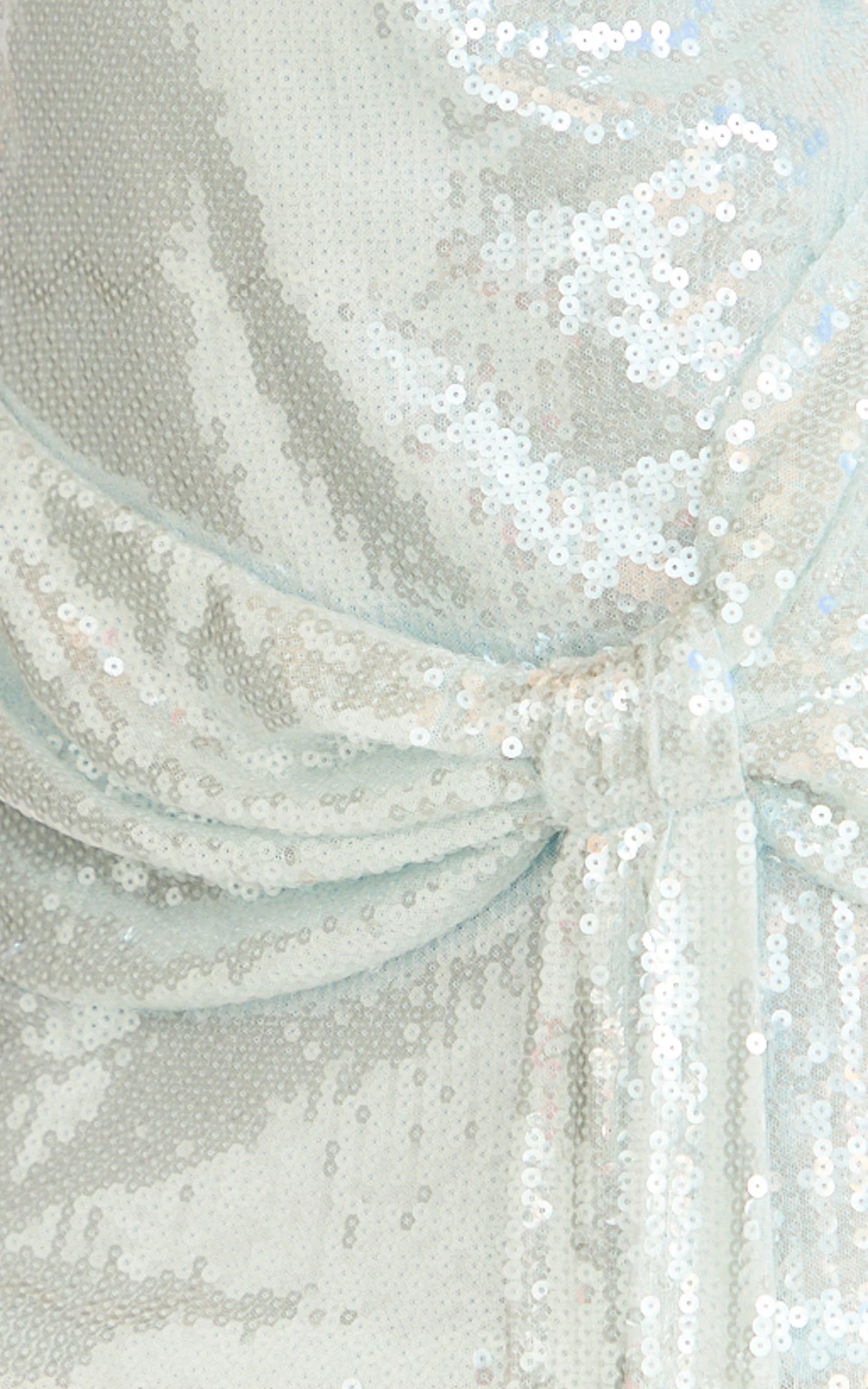 Myra Mini Dress - Off Shoulder Draped Sequin Dress in Soft Blue - Image 6