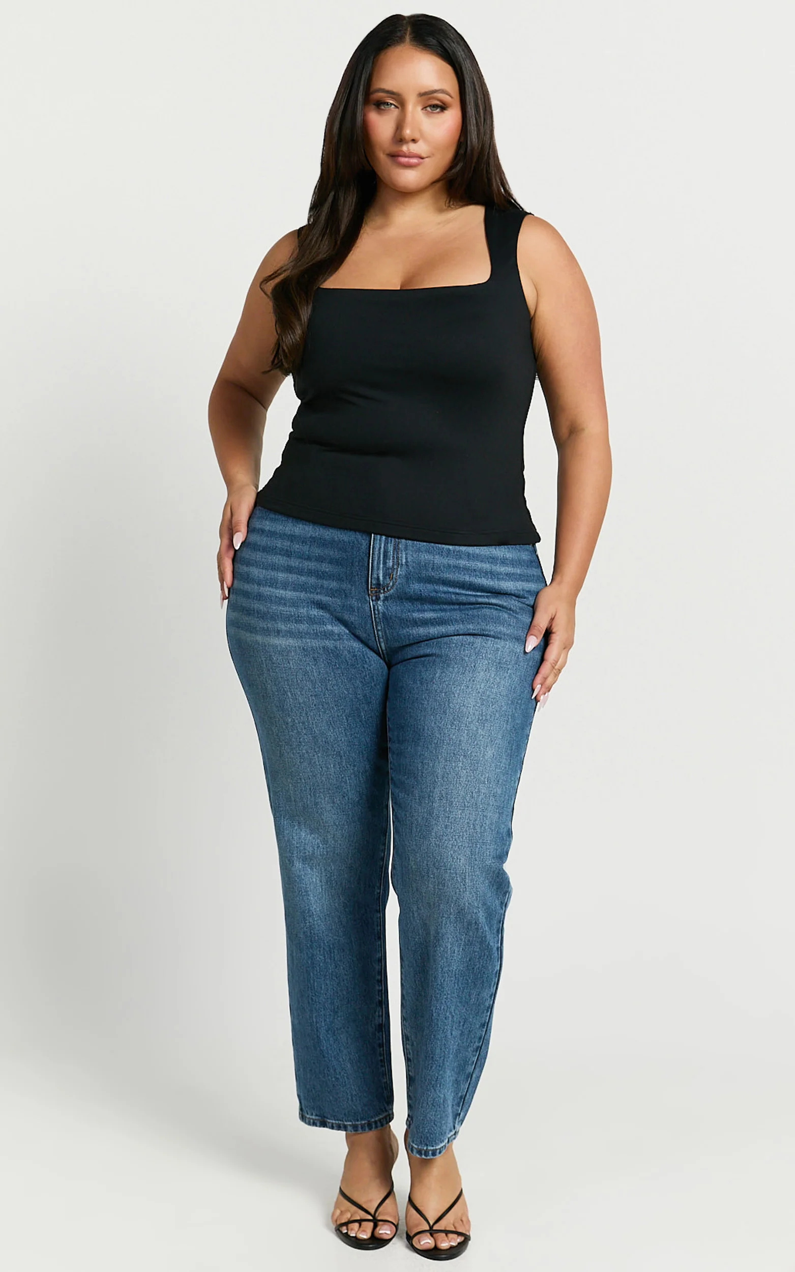 Ophelia Top - Square Neck Jersey Top in Black - Image 8