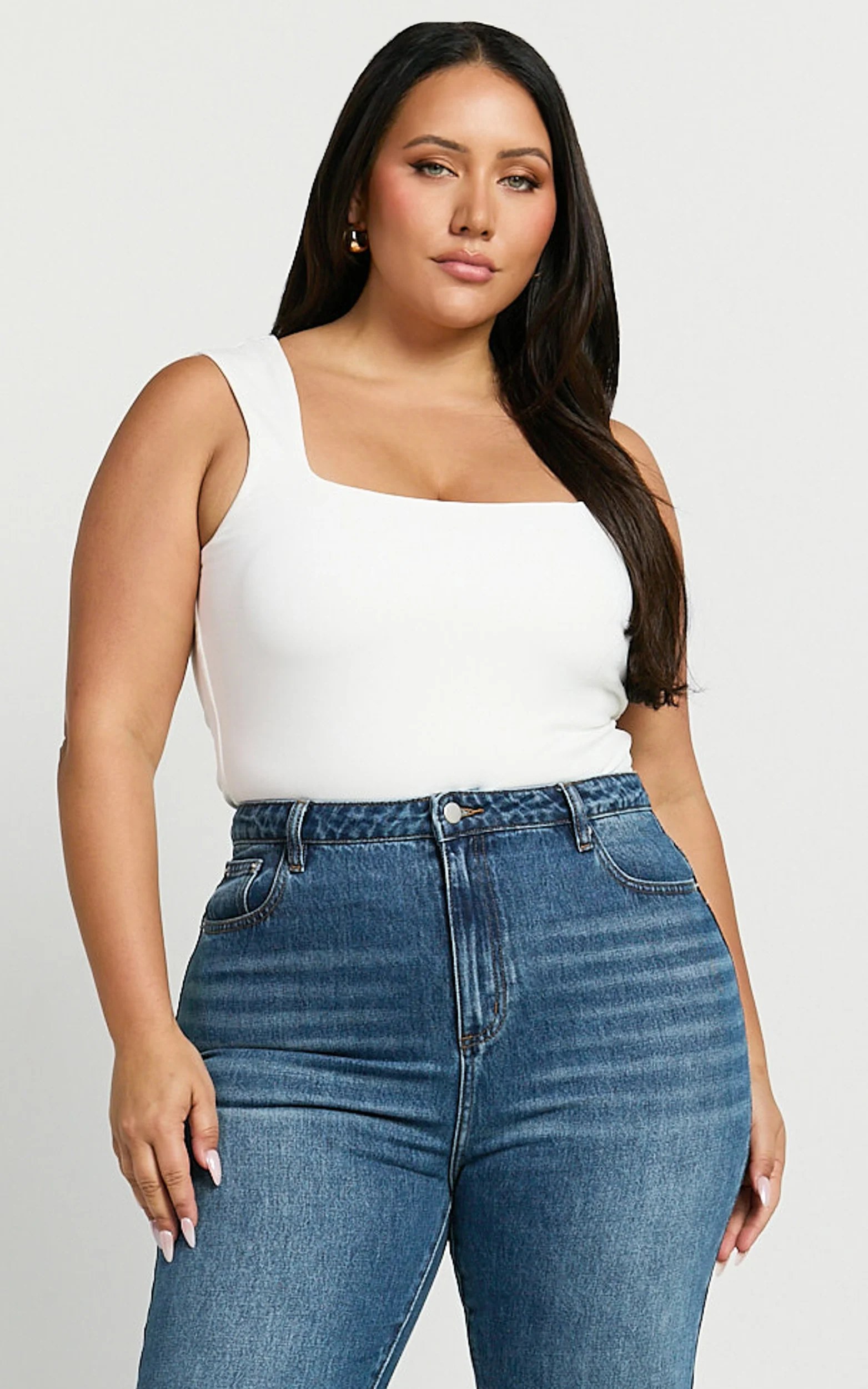Ophelia Top - Square Neck Jersey Top in Off White - Image 3