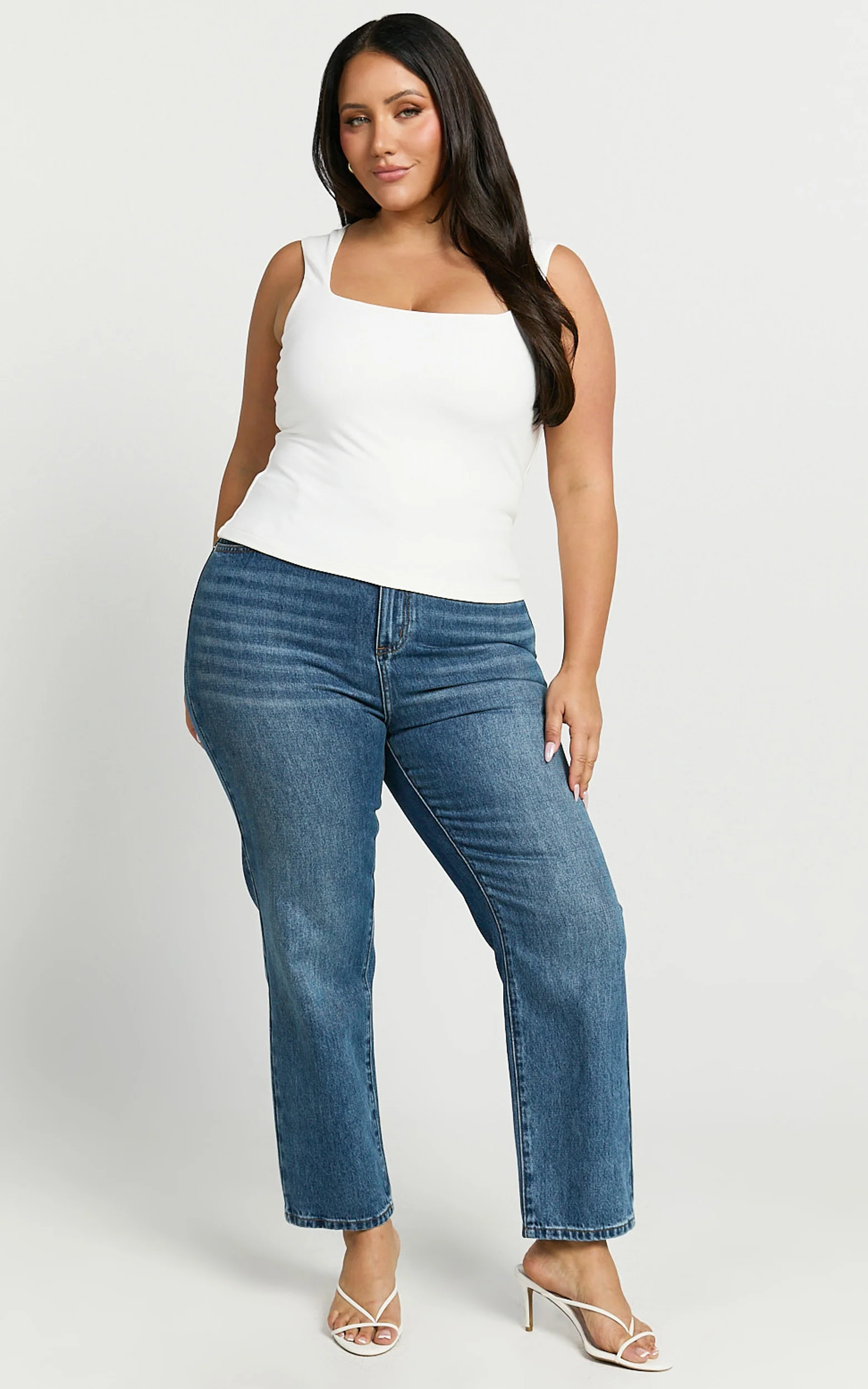 Ophelia Top - Square Neck Jersey Top in Off White - Image 5