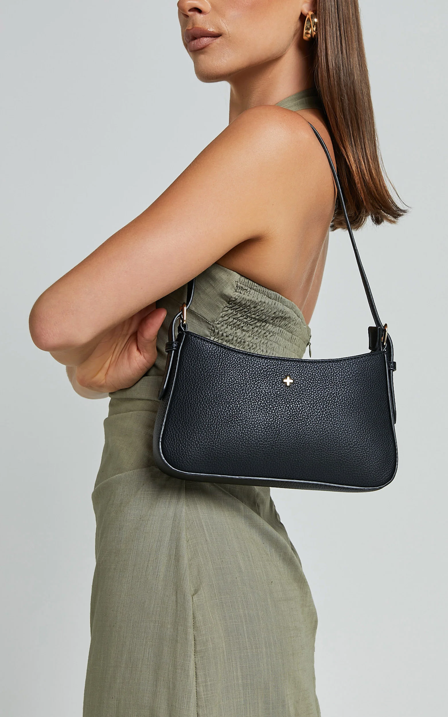 Peta and Jain - Lilu Shoulder Bag in Black Pebble/Gold - Image 3