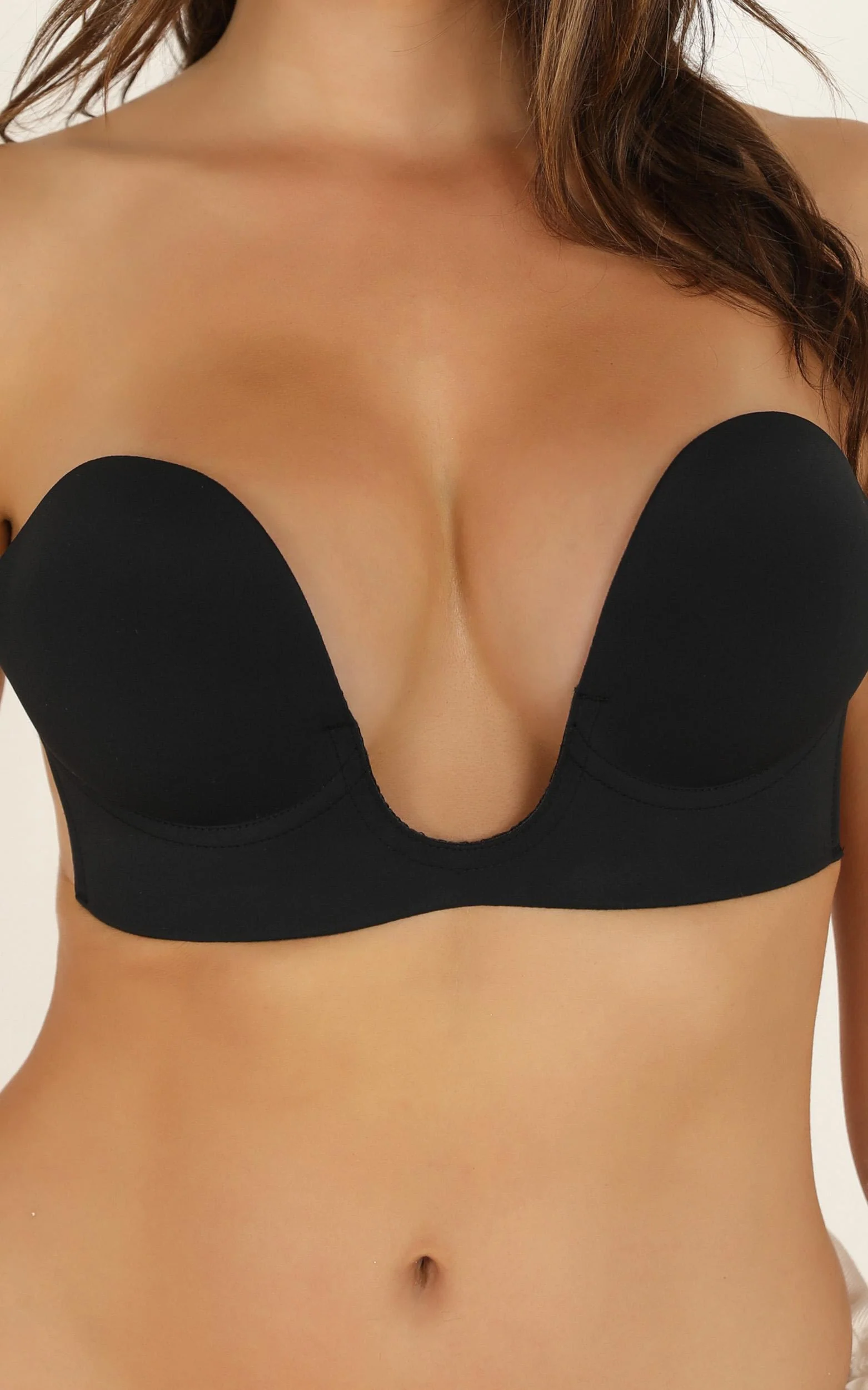 Plunge Stick On Bra in Black - Image 4
