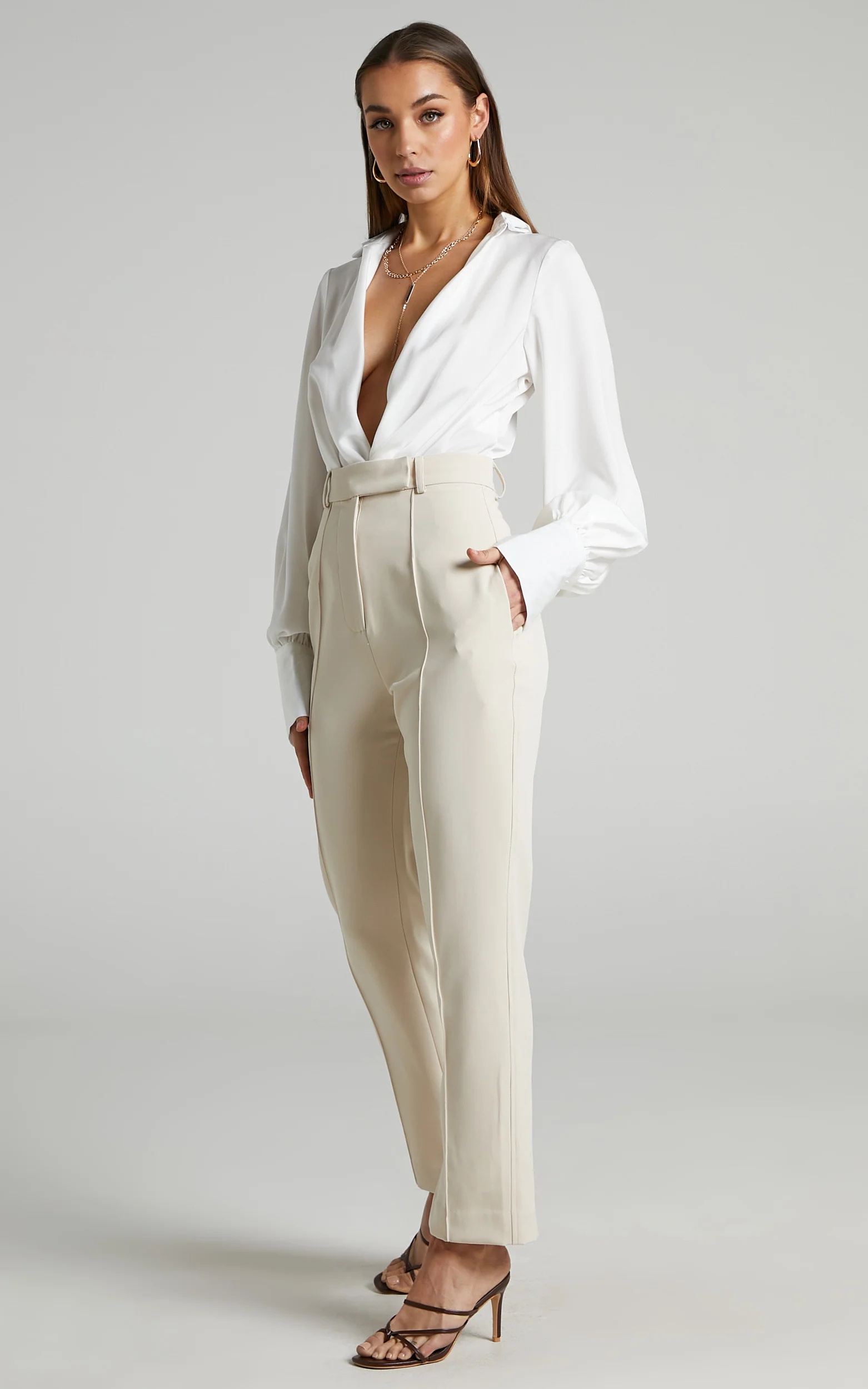 Rogers Pants - High Waisted Pants in Beige - Image 5