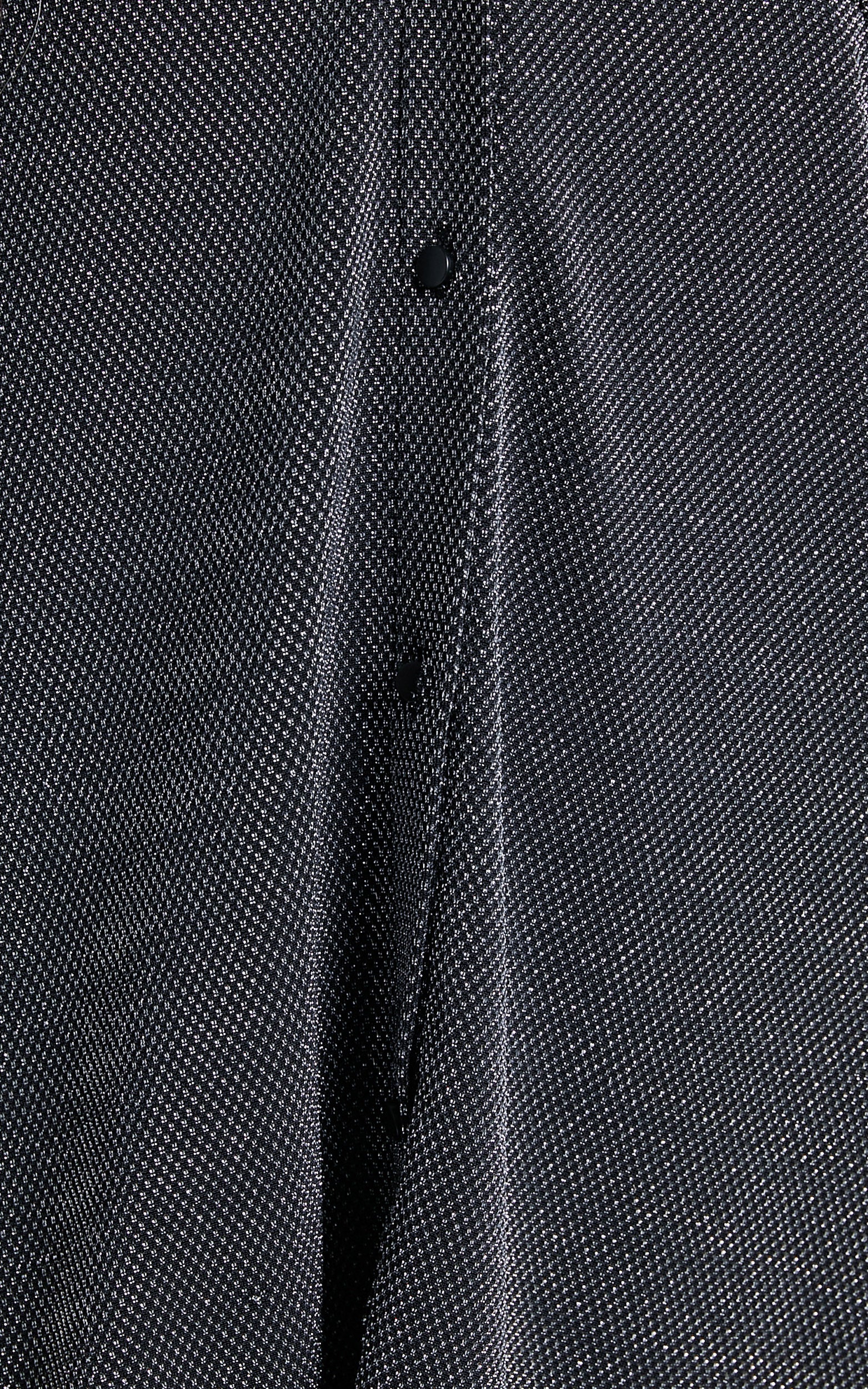 Ruri Mini Dress - Sparkly Oversized Shirt Dress in Black and Silver - Image 7