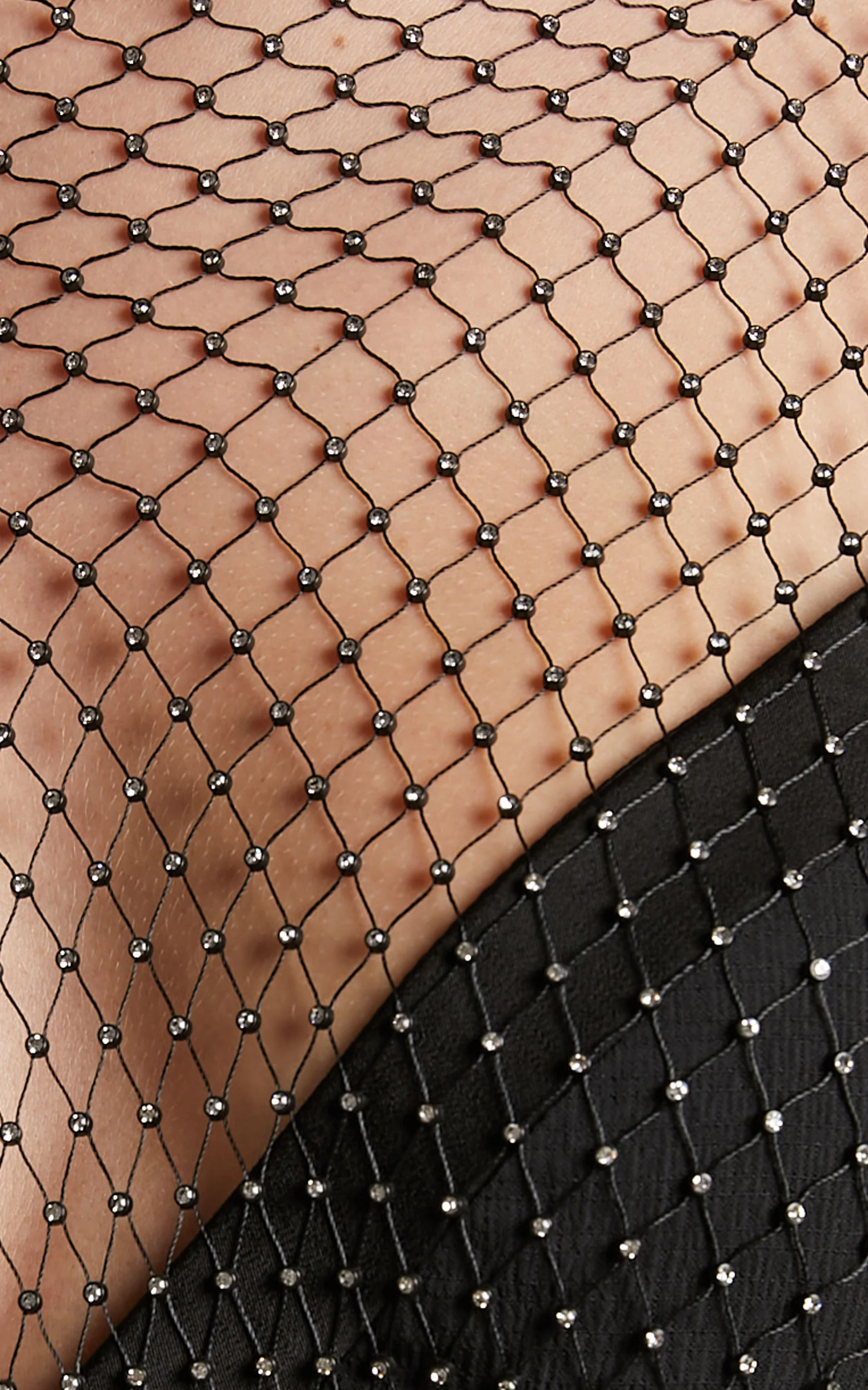 Sharlize Mini Dress - Diamante Mesh Long Sleeve Dress in Black - Image 6