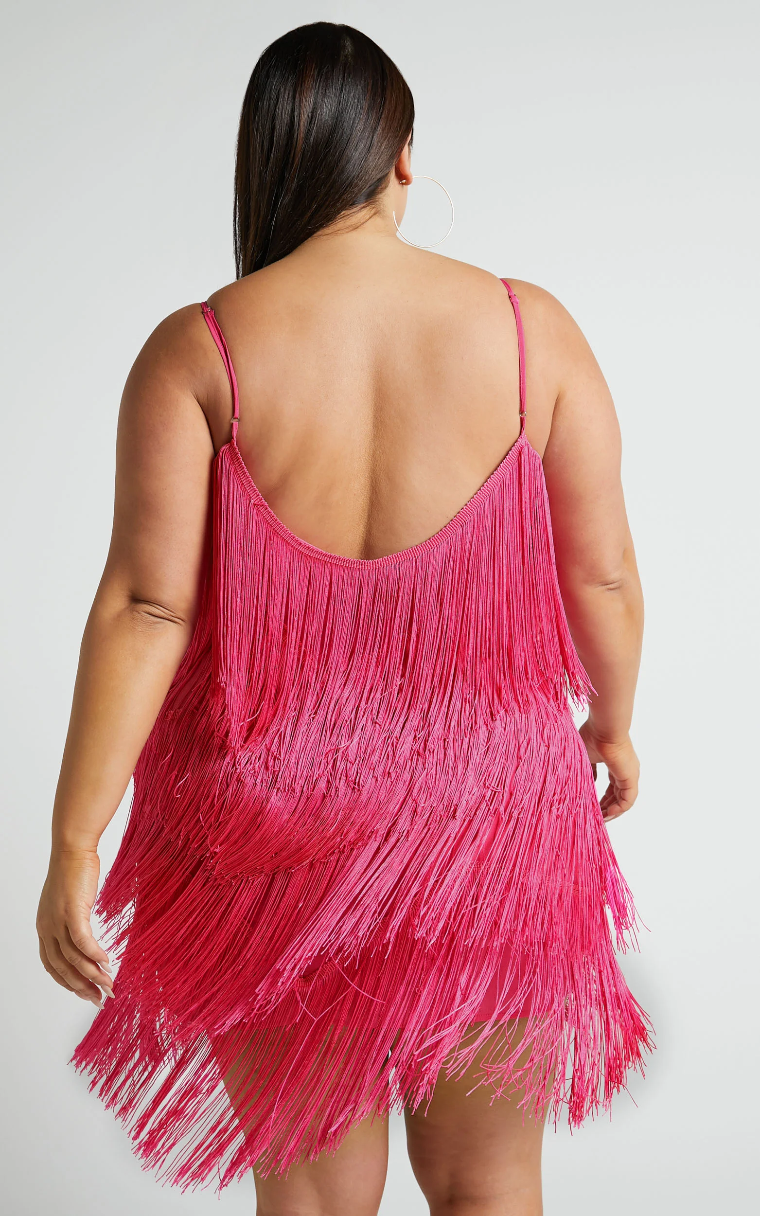Siofra Mini Dress - Zig Zag Fringe Dress in Hot Pink - Image 6