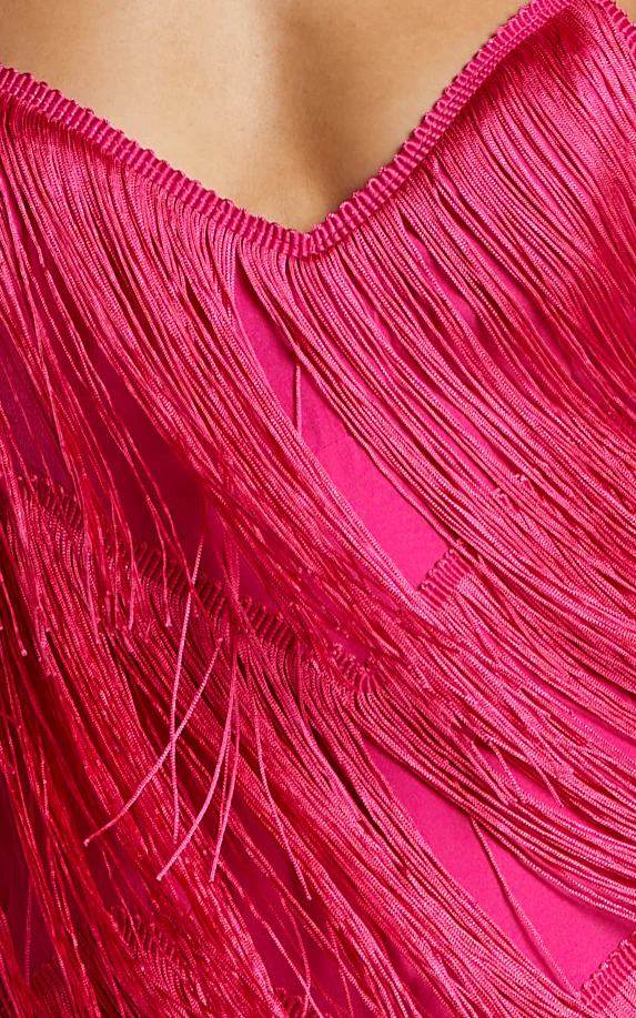 Siofra Mini Dress - Zig Zag Fringe Dress in Hot Pink - Image 8
