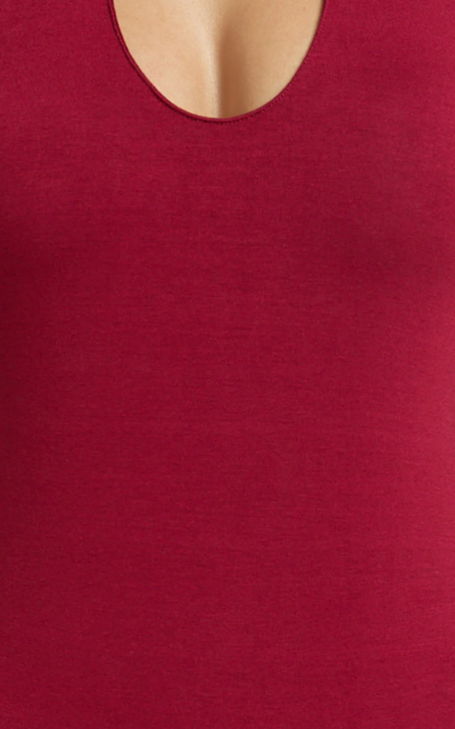 Suzanna Bodysuit - V Neck Halter Bodysuit in Wine - Image 8