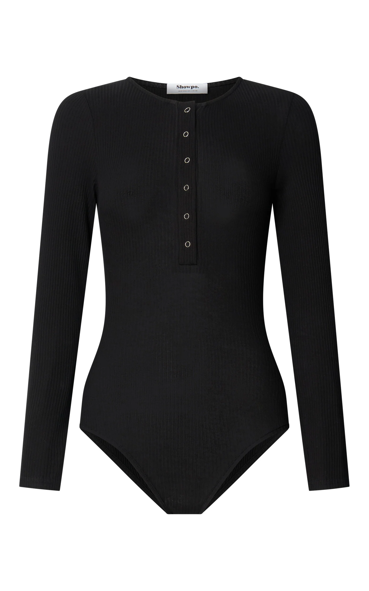 Tatem Bodysuit - Long Sleeve Button Front Bodysuit in Black - Image 9