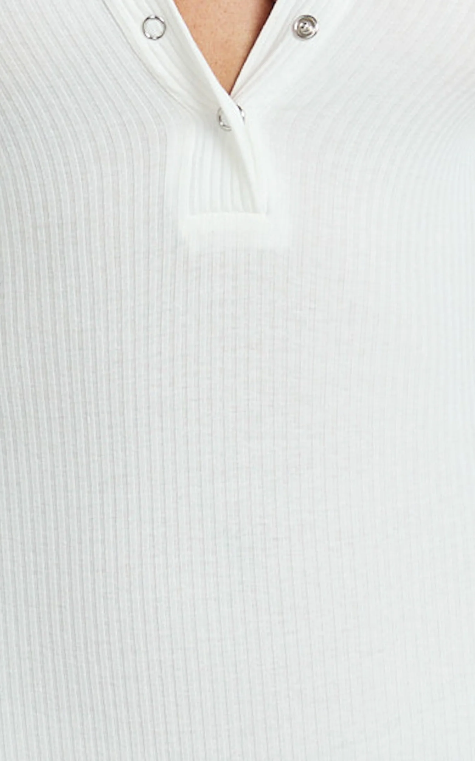 Tatem Bodysuit - Long Sleeve Button Front Bodysuit in White - Image 8