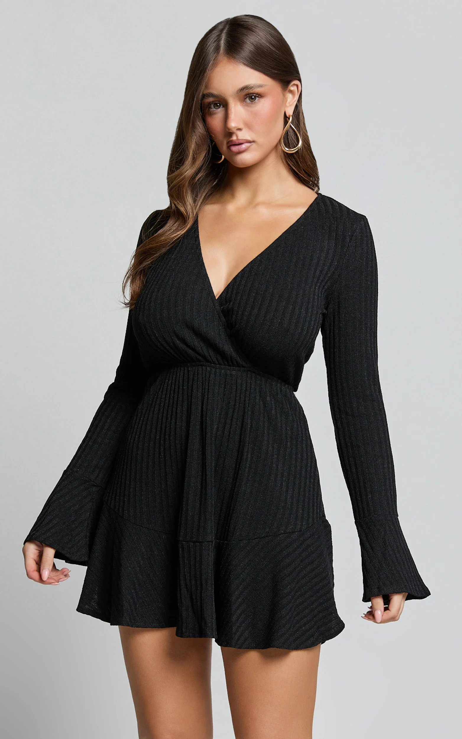 The Next Step Mini Dress - Long Sleeve Dress in Black - Image 3