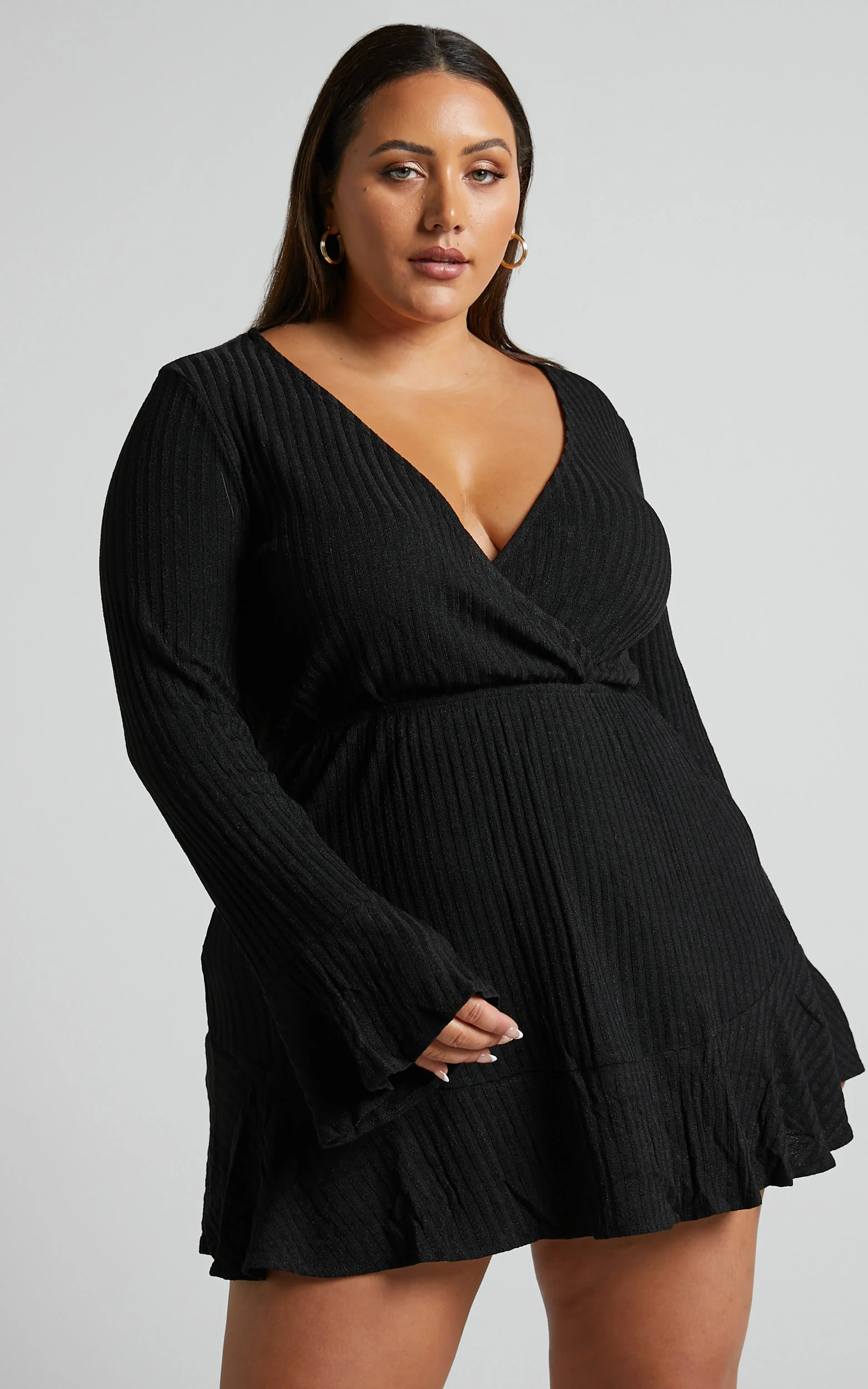 The Next Step Mini Dress - Long Sleeve Dress in Black - Image 4